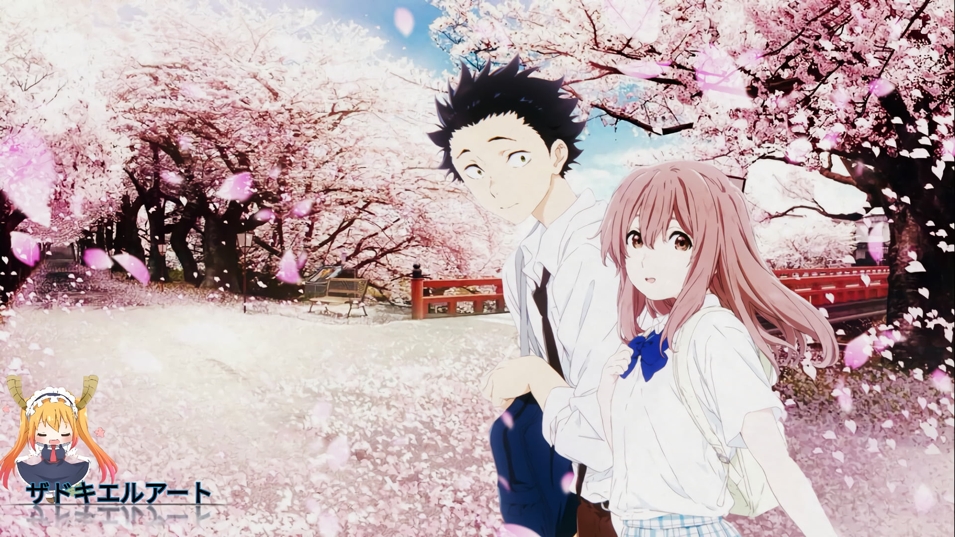 young adult, plant, Shouko Nishimiya, women, 1080P, tree, Koe No Katachi, incidental people, day, cherry blossom, looking at camera, portrait, HD Wallpaper