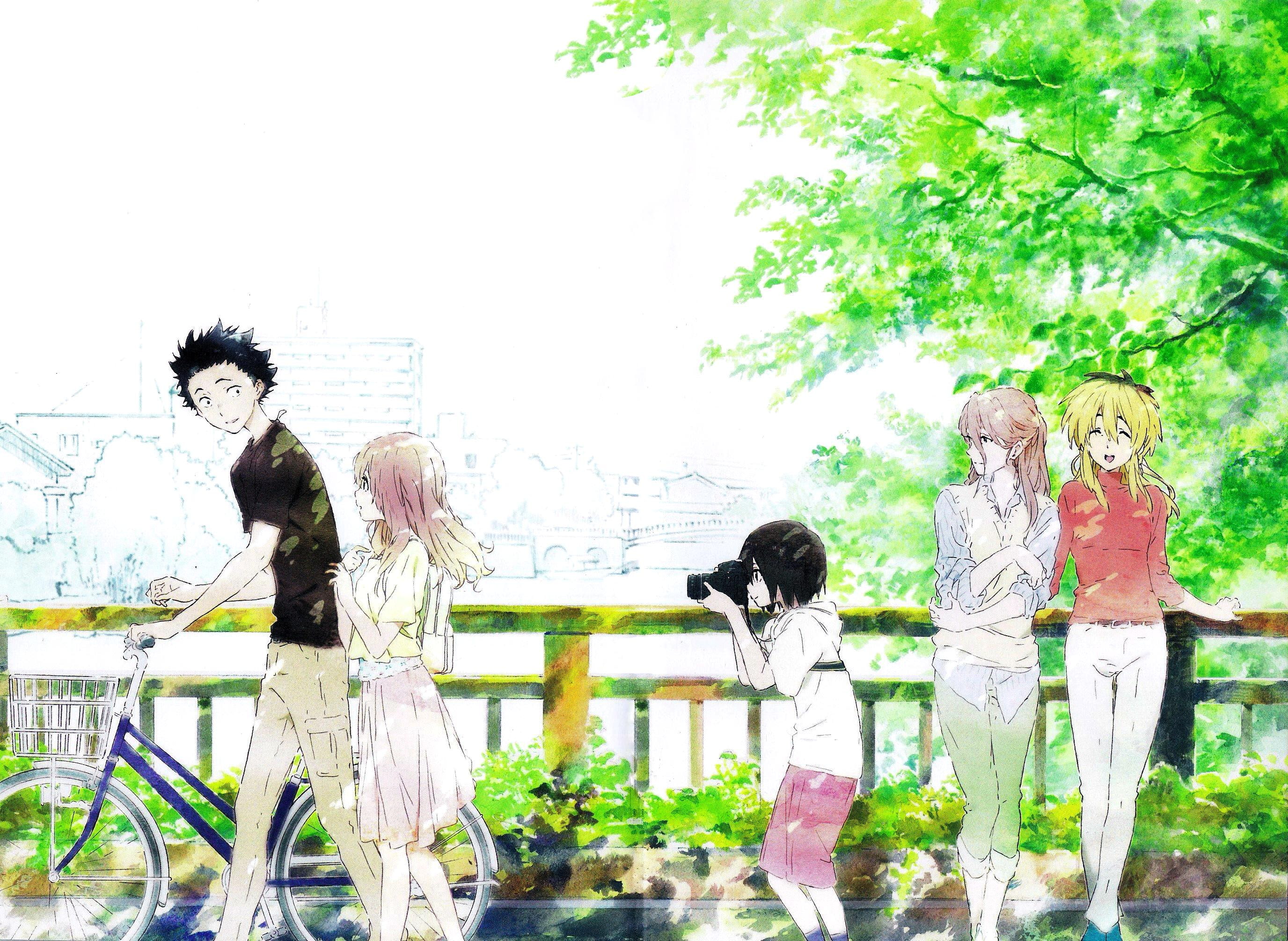 three quarter length, nature, real people, standing, Ishida Shōya, child, Koe no Katachi., group of people, young adult, people, tree, 2K, women, outdoors, HD Wallpaper