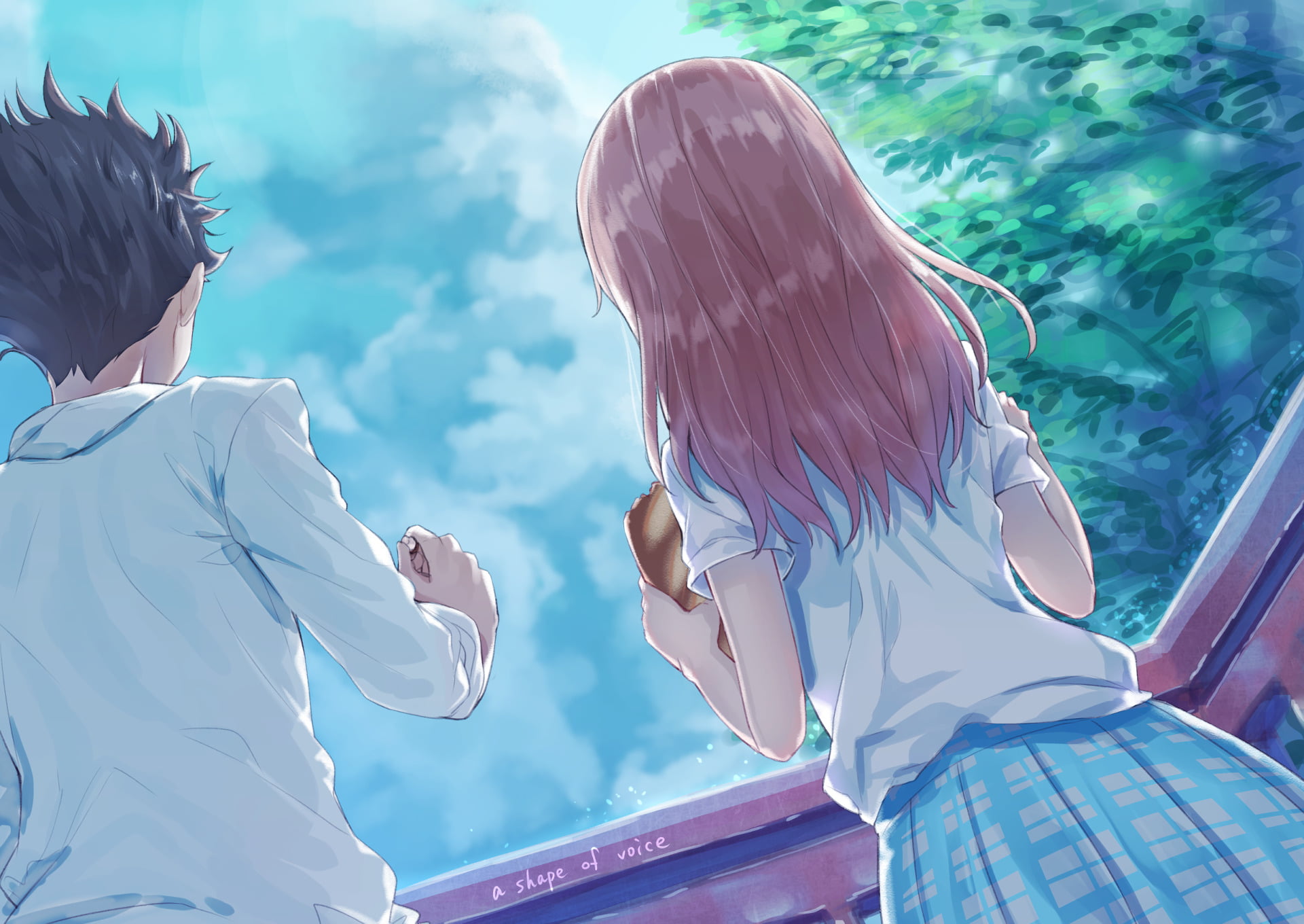 girl, outdoors, women, females, two people, boy, gesturing, casual clothing, 1080P, Koe No Katachi, men, Shouya Ishida, sunlight, real people, leisure activity, HD Wallpaper