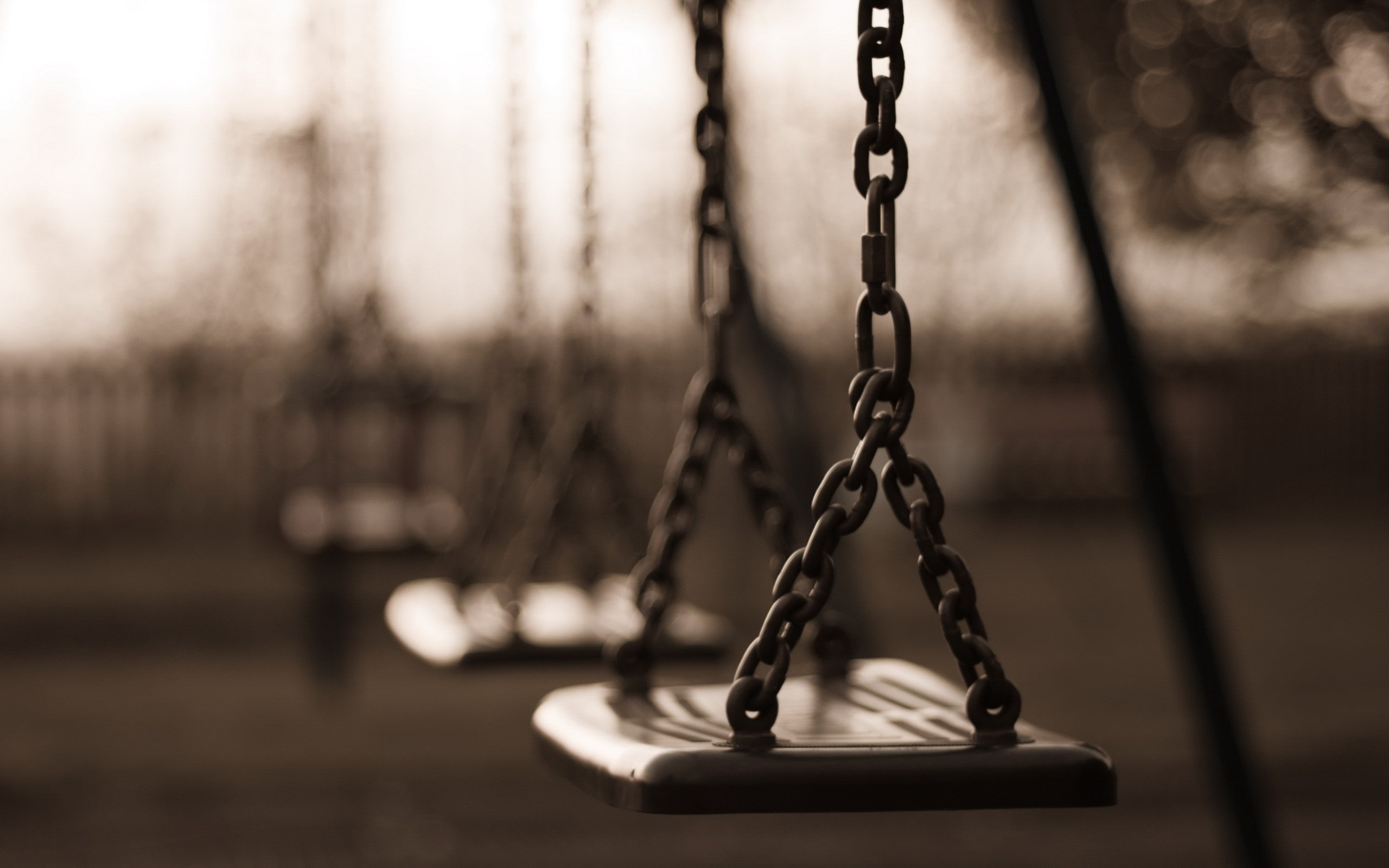 urban, 2K, swings, sepia, HD Wallpaper
