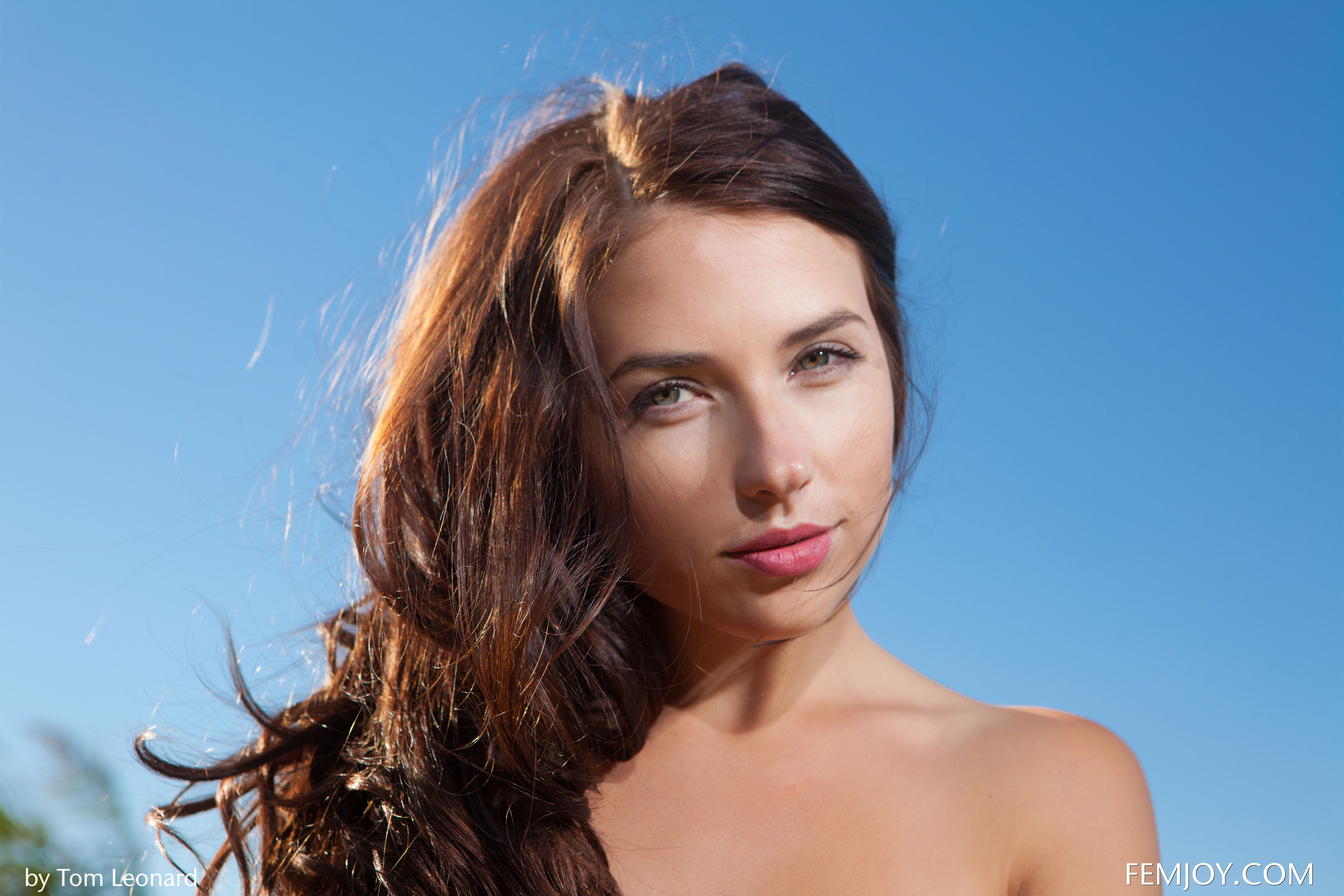 Tom Leonard, long hair, looking at camera, beauty, pink lipstick, Niemira, 4K, headshot, wind, brown hair, brunette, human hair, one person, portrait, HD Wallpaper