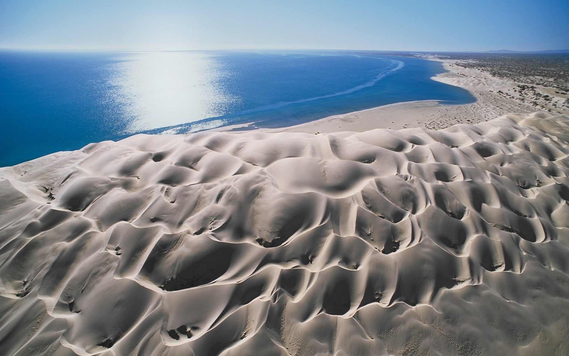 blue, arid climate, mattress, landscape, environment, floral, sand dune, 1080P, no people, horizon over water, climate, beach, Baja California, scenics - nature, HD Wallpaper