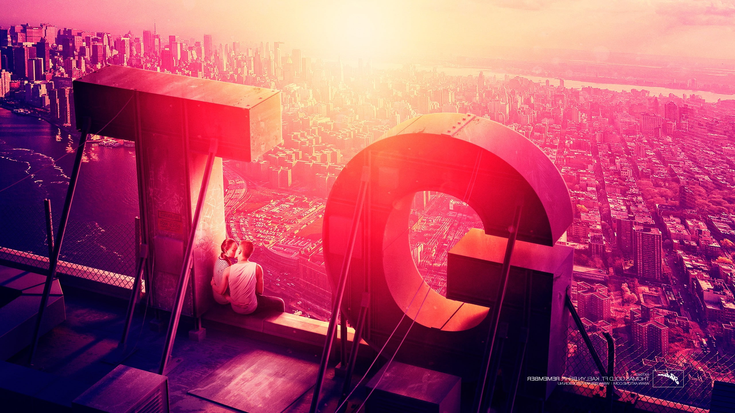 sunset, Lights, city, Tokyo, couple, Rooftops, Eternal Sunshine Of The Spotless Mind, 2K, Axwell, HD Wallpaper