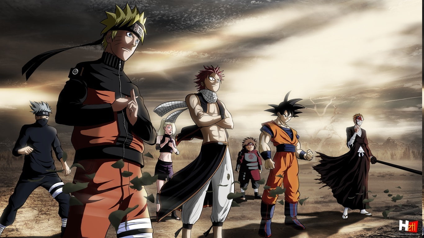 720P, anime heroes bleach kurosaki ichigo uzumaki naruto crossover hatake kakashi akimichi chji yamanaka ino dragneel natsu naruto shippuuden dragon ball, HD Wallpaper