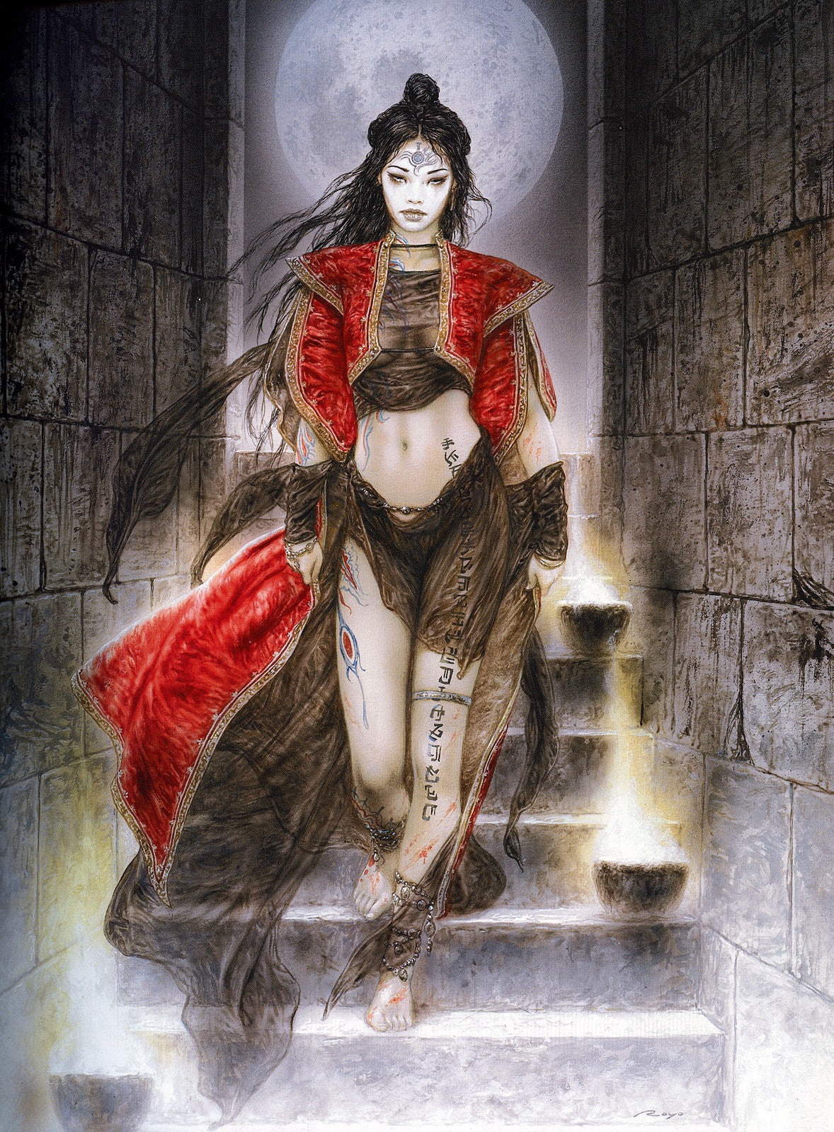 moons, art, dead, Luis Royo, moon, hd, space, x, artistic, luis, 720P, royo, Phone HD Wallpaper