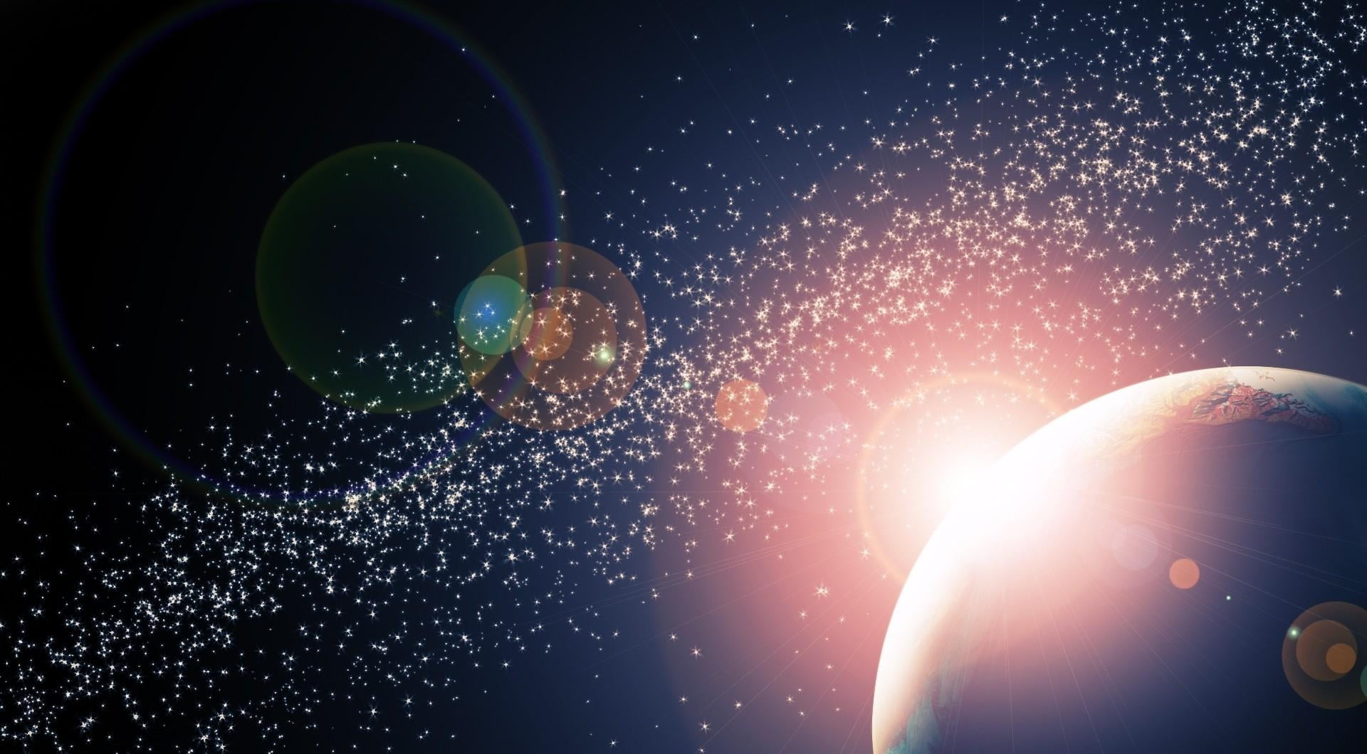 astronomy, stars, dust, star Shape, nebula, moon, star - Space, no people, 1080P, flying, glare, light, nature, fantasy, futuristic, multi colored, planet, HD Wallpaper