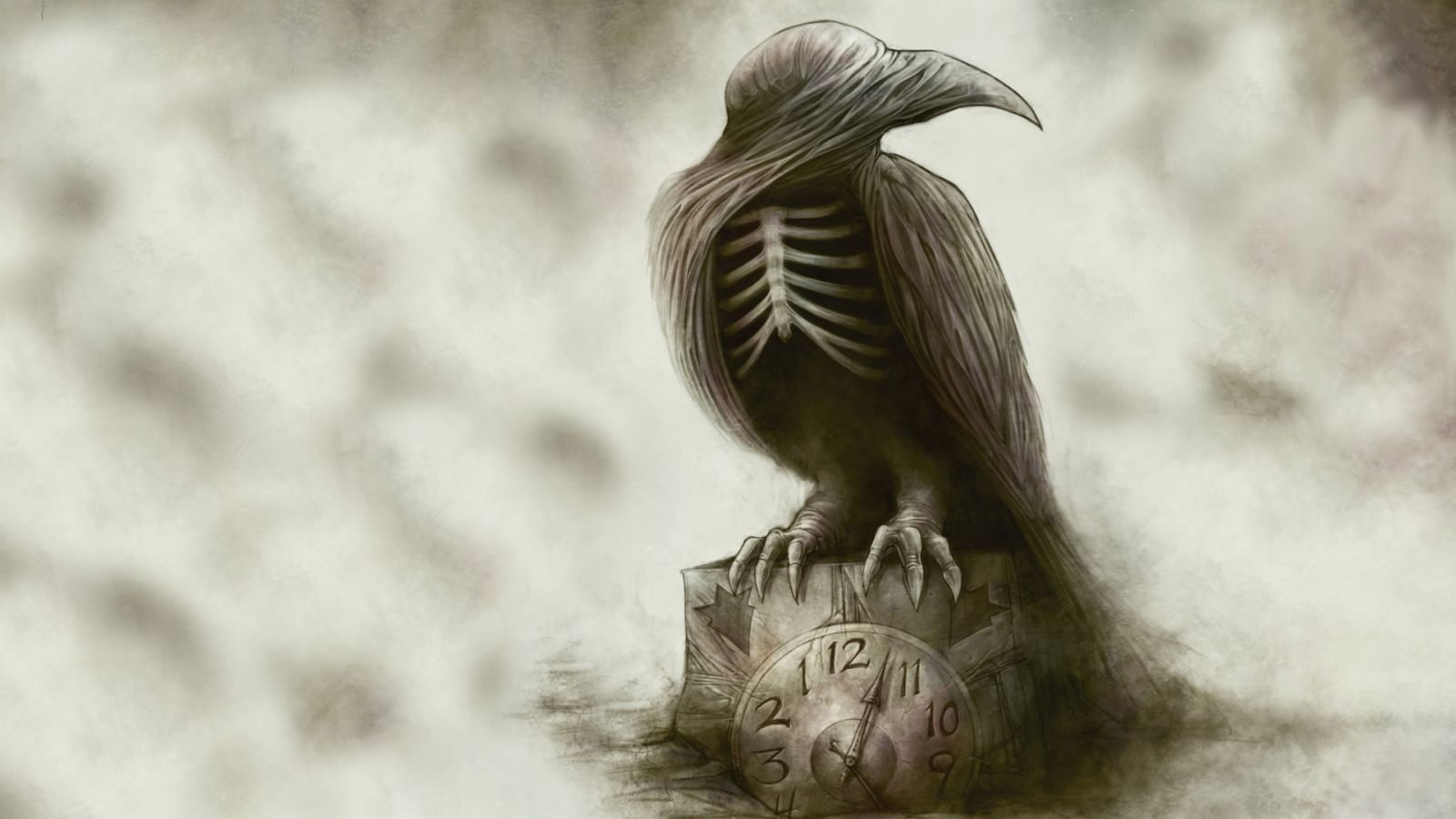 animals, rock music, cover art, crow, In Flames, birds, clocks, 720P, metal music, fantasy art, anthropomorphism, heavy metal, alternative metal, album, HD Wallpaper