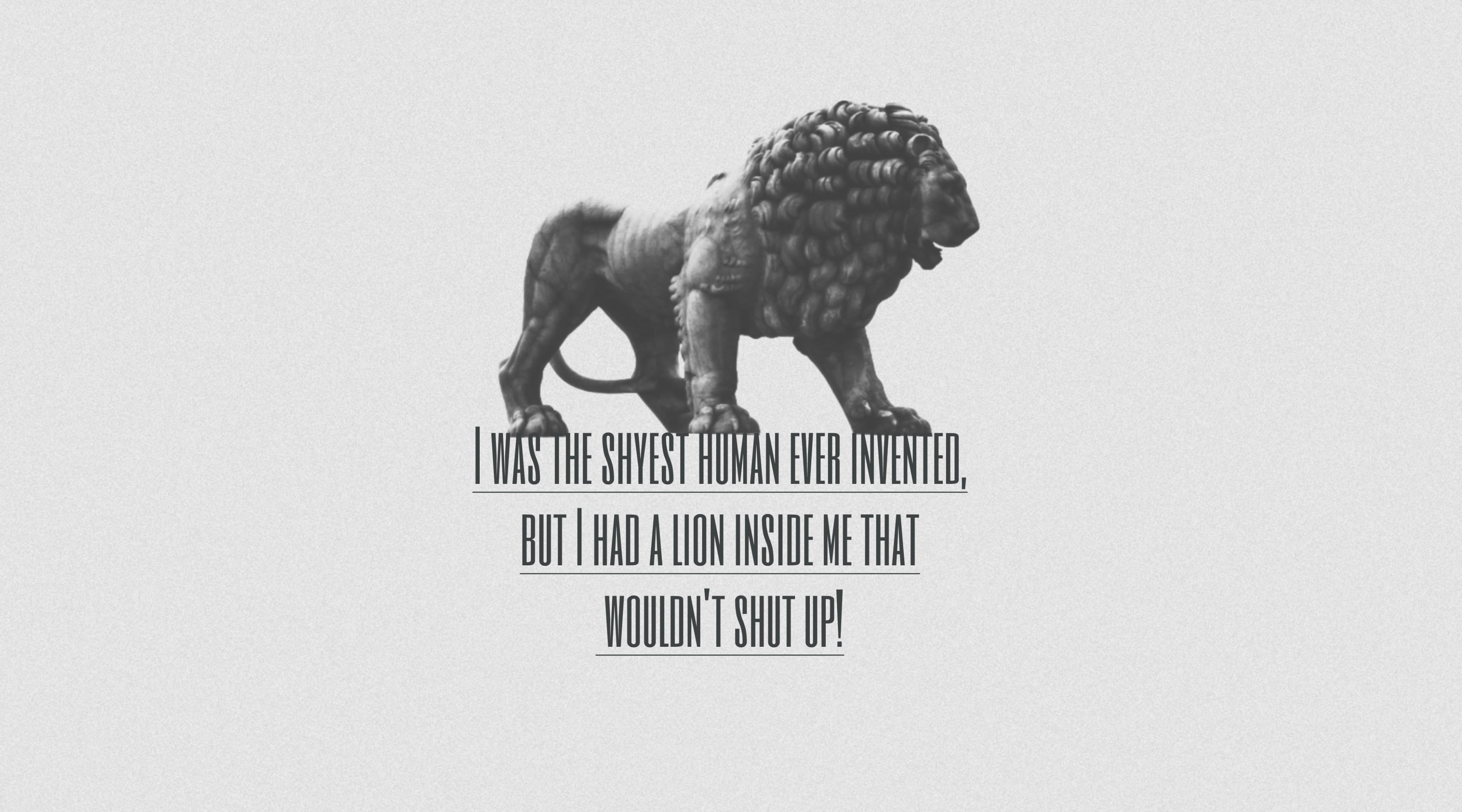 figurine, domestic animals, Typography, one animal, Artistic, lion, quote, 4K, quotes, indoors, text, copy space, sign, creativity, western script, capital letter, HD Wallpaper