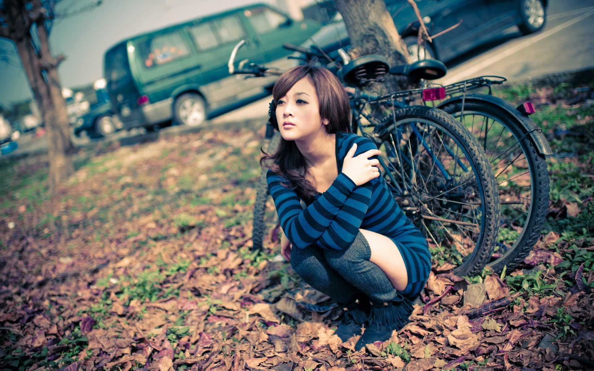 Asian, women, Mikako Zhang Kaijie, Mikako Zhang, 1080P, bicycle, HD Wallpaper