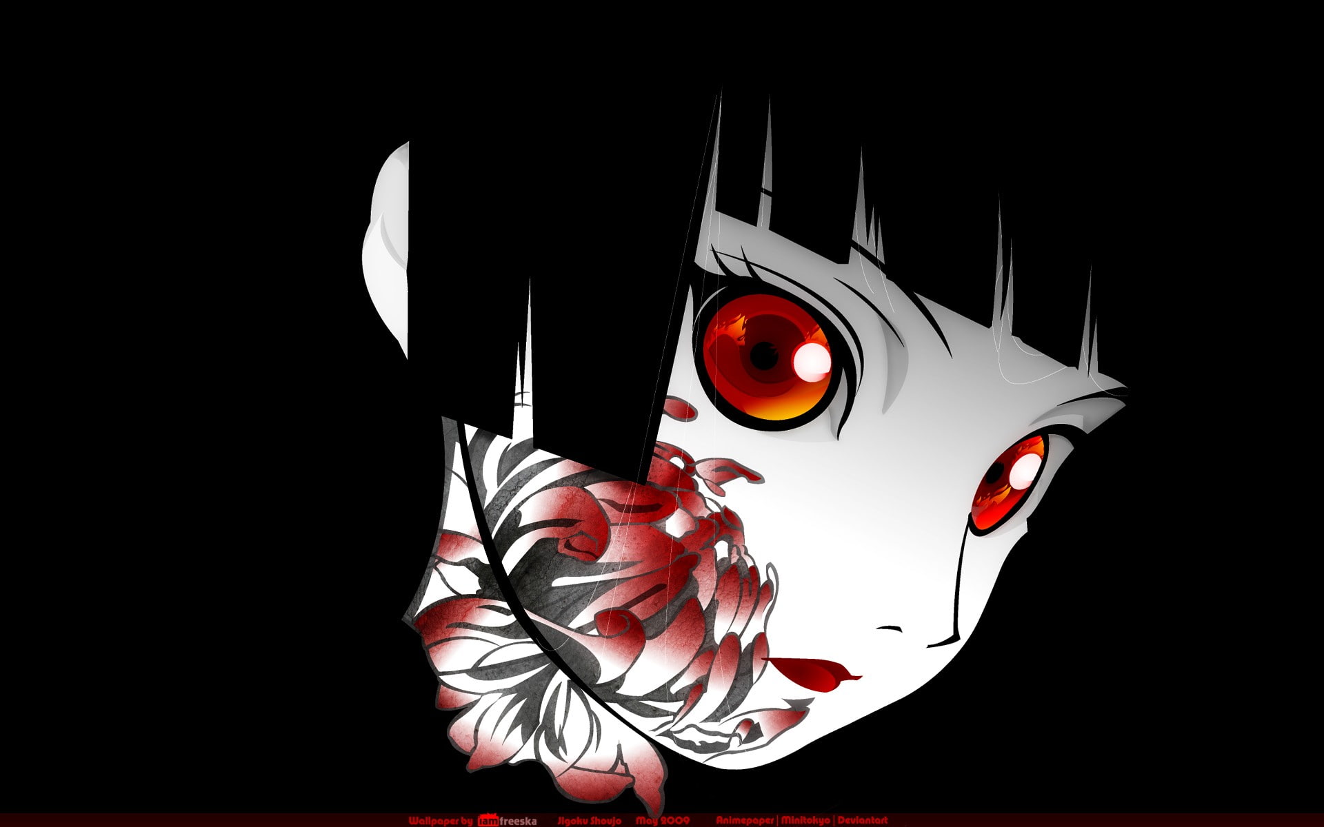 craft, single object, anime, still life, copy space, no people, animal representation, Jigoku Shoujo, horror, 1080P, anime girls, indoors, face, disguise, HD Wallpaper