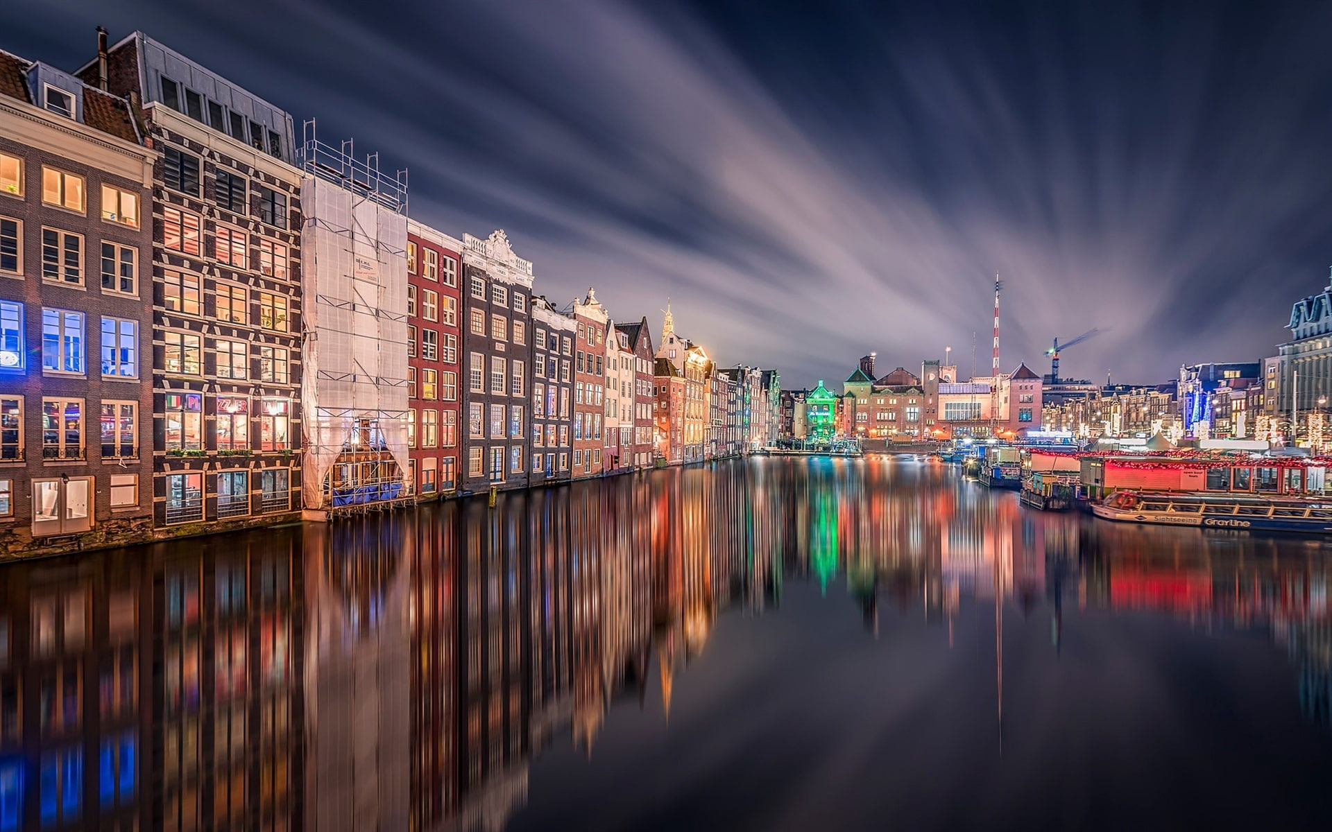 Lights, Amsterdam, Water, Night, 1080P, River, Home, Reflection, HD Wallpaper