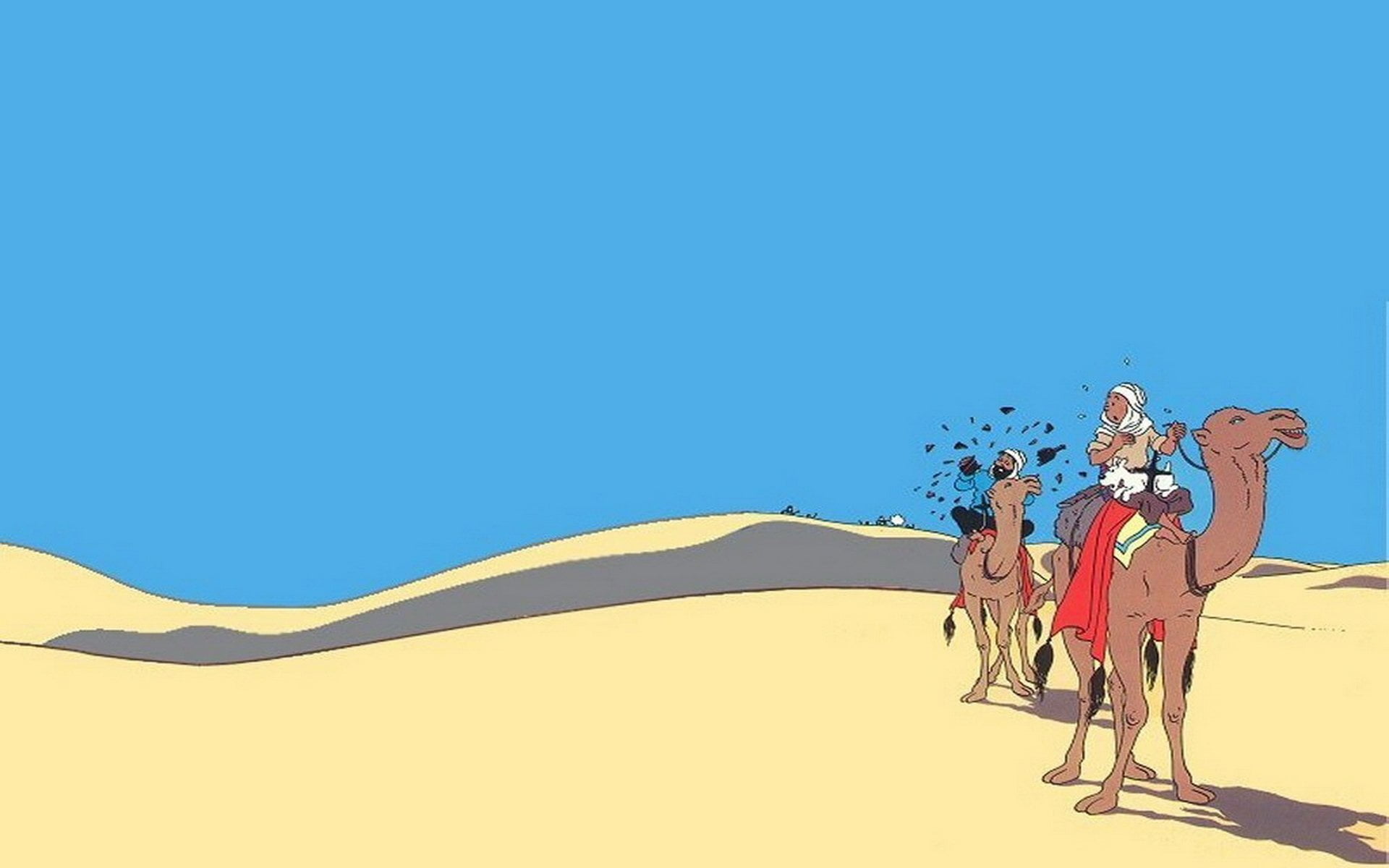 camel, domestic animals, group of people, land, sky, animal themes, animal, The Adventures Of Tintin, livestock, working animal, outdoors, nature, sand, HD Wallpaper