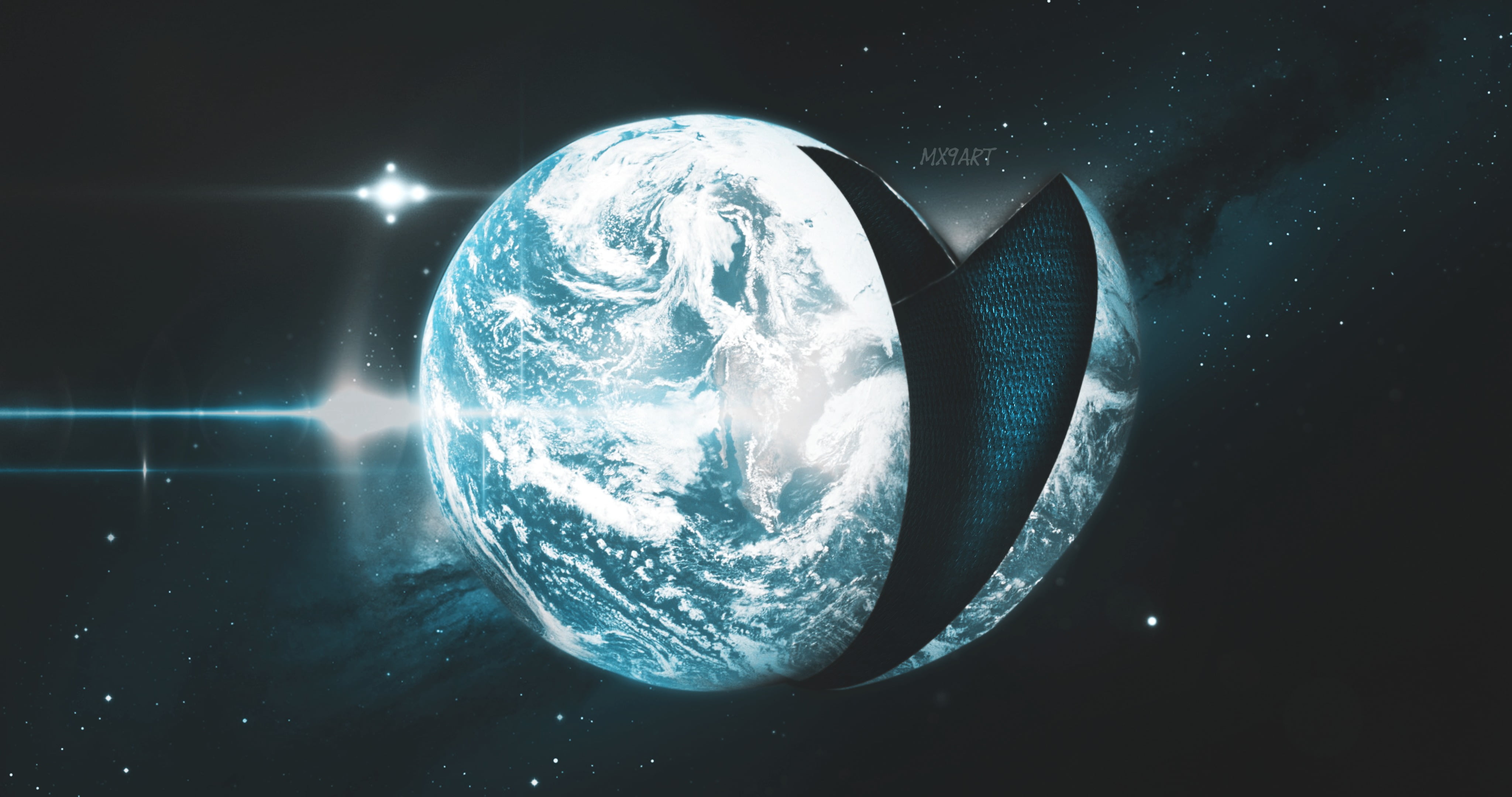 planet - space, light beam, light - natural phenomenon, science, indoors, dark, image, sky, sliced, astronomy, space exploration, nature, showing, Earth, HD Wallpaper
