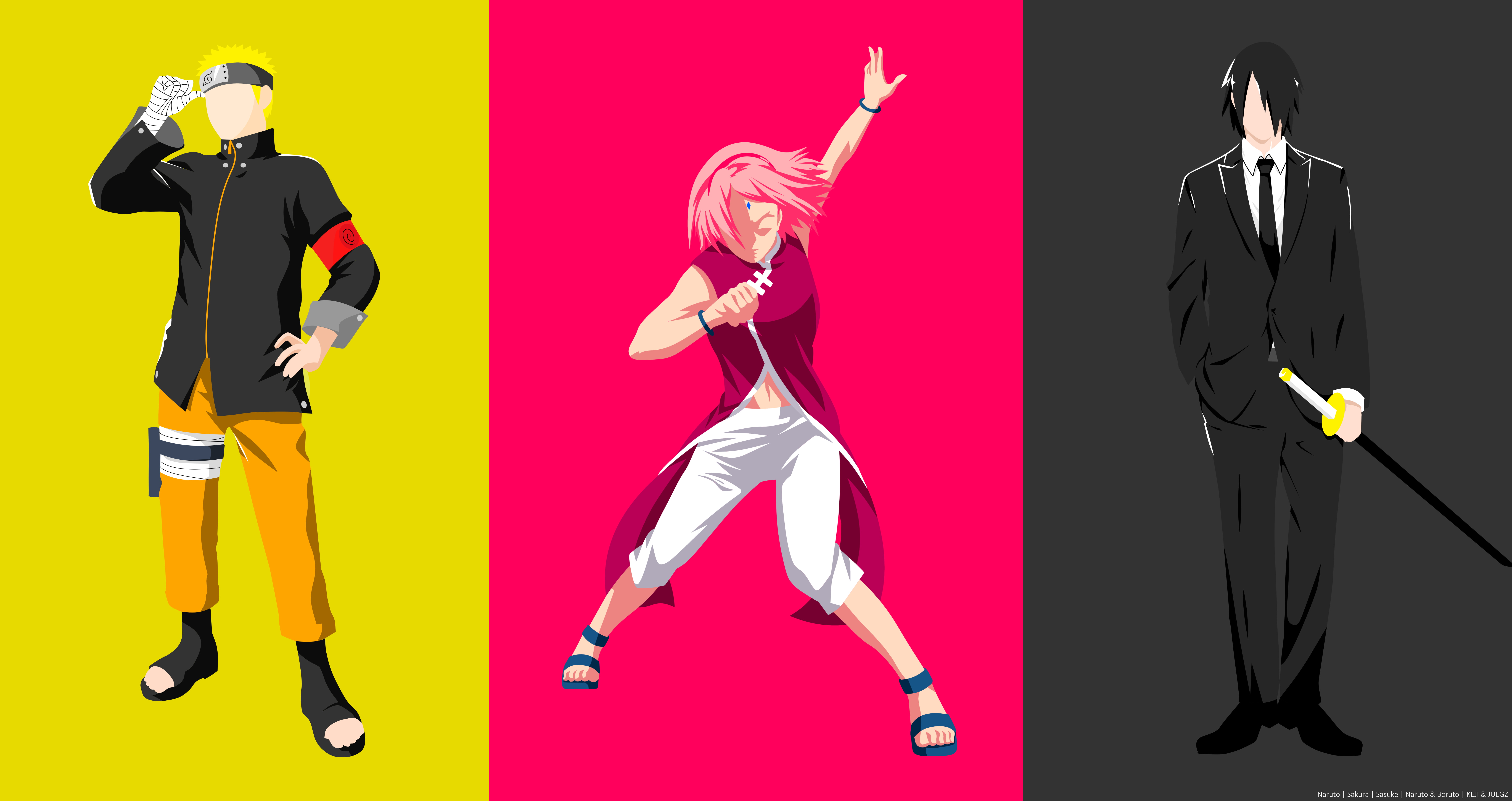 Sword, Sasuke Uchiha, Boruto: Naruto Next Generations, Minimalist, Boy, Short Hair, Suit, Naruto Uzumaki, Boruto, Blonde, Pink Hair, Tie, Girl, Black Hair, HD Wallpaper