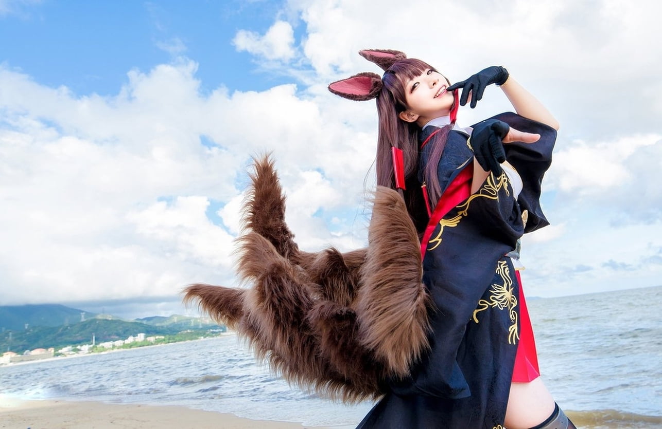 Azur Lane, leisure activity, cosplay, women, young adult, lifestyles, sea, one animal, day, land, outdoors, asian cosplayer, water, sherryken777, cloud - sky, HD Wallpaper