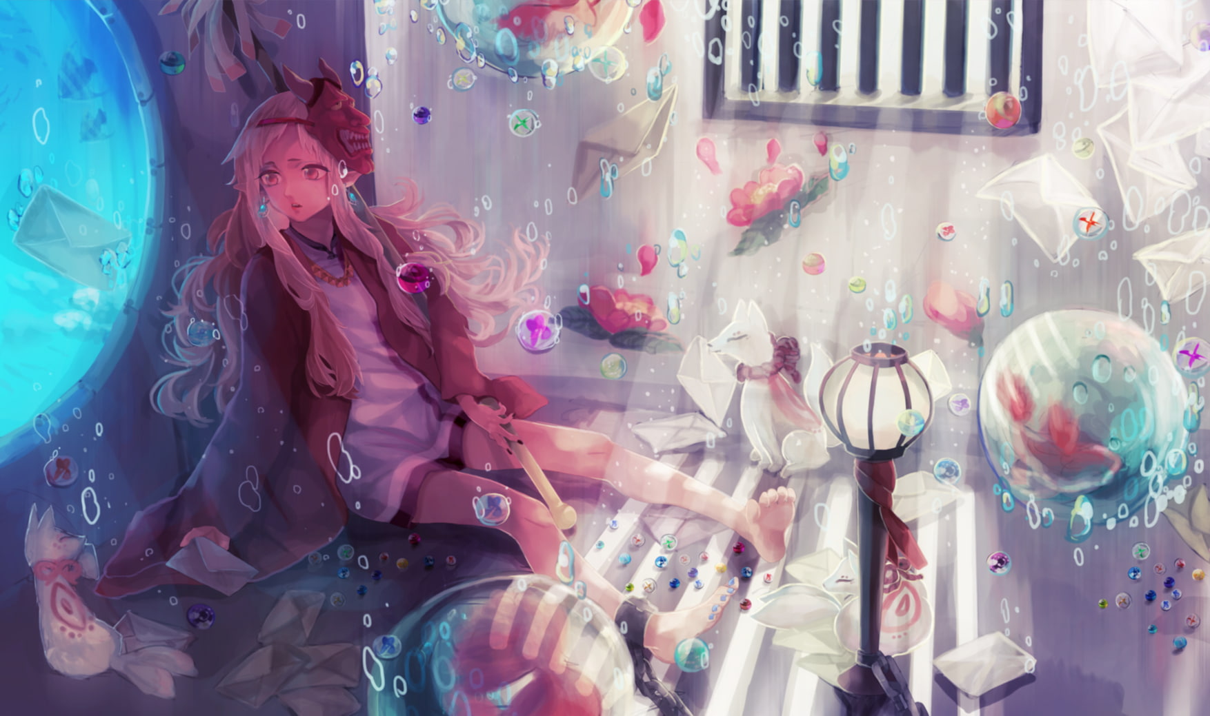 barefoot, bubbles, original, 720P, fox, mask, chain, HD Wallpaper