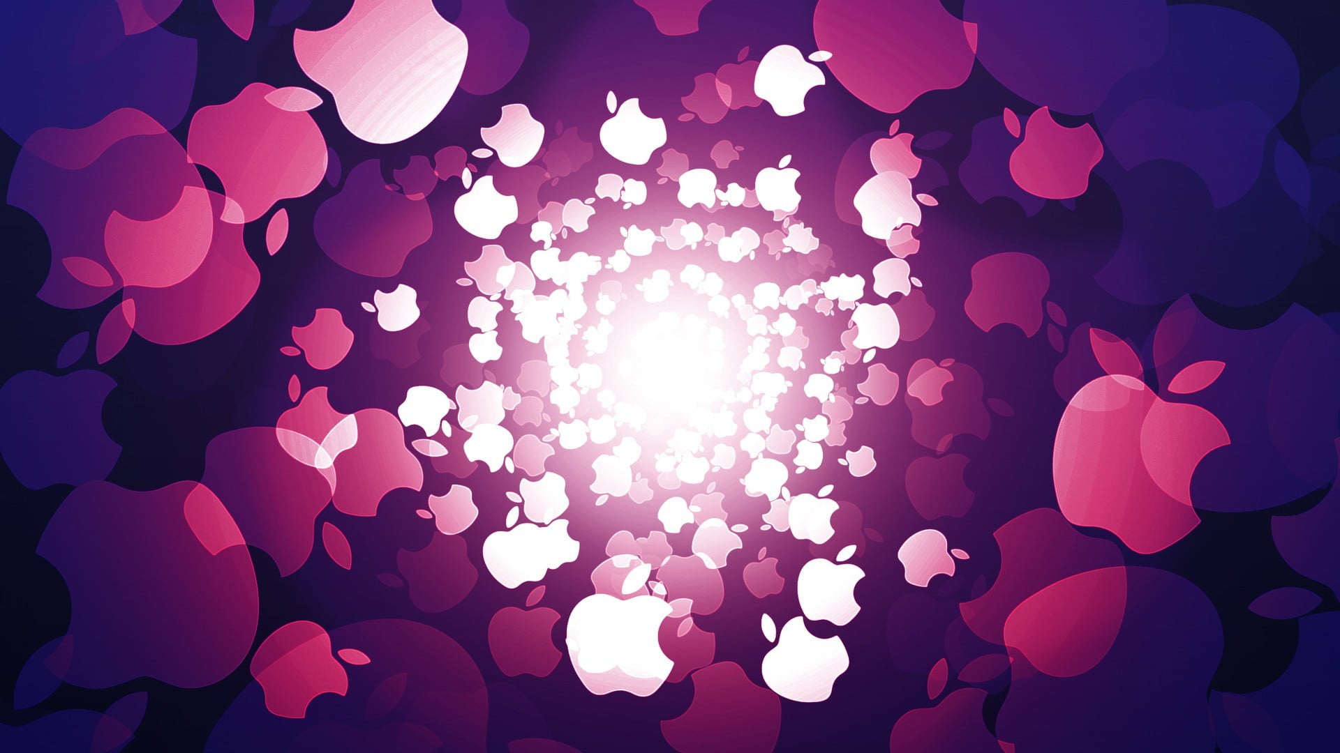 white, circle, glowing, backgrounds, logo, textile, pattern, event, red, night, purple, sky, Apple Inc., star shape, no people, lighting equipment, light - natural phenomenon, HD Wallpaper