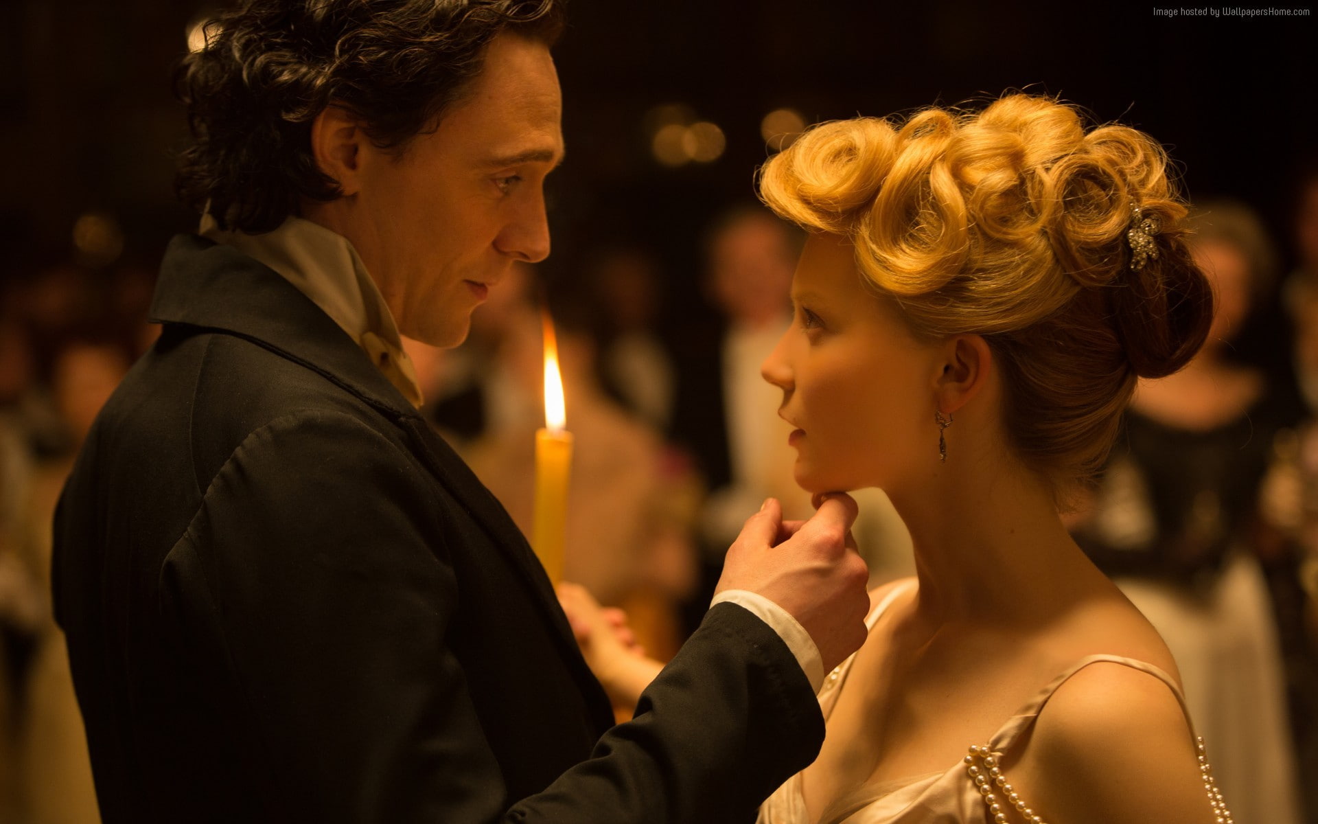 couple - relationship, togetherness, adult, men, positive emotion, emotion, young adult, females, candle, Crimson Peak, headshot, Mia Wasikowska, well-dressed, HD Wallpaper
