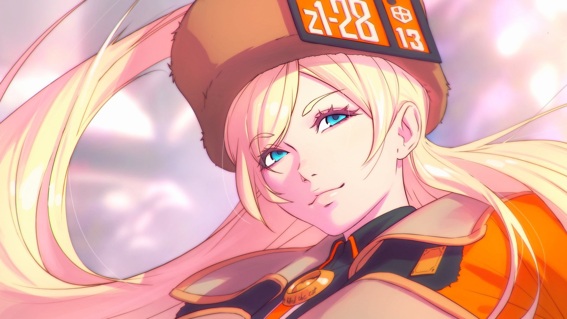 clouds, anime, looking away, blue eyes, anime girls, 1080P, Ilya Kuvshinov, Guilty gear strive, blonde, hat, long hair, Guilty Gear, HD Wallpaper