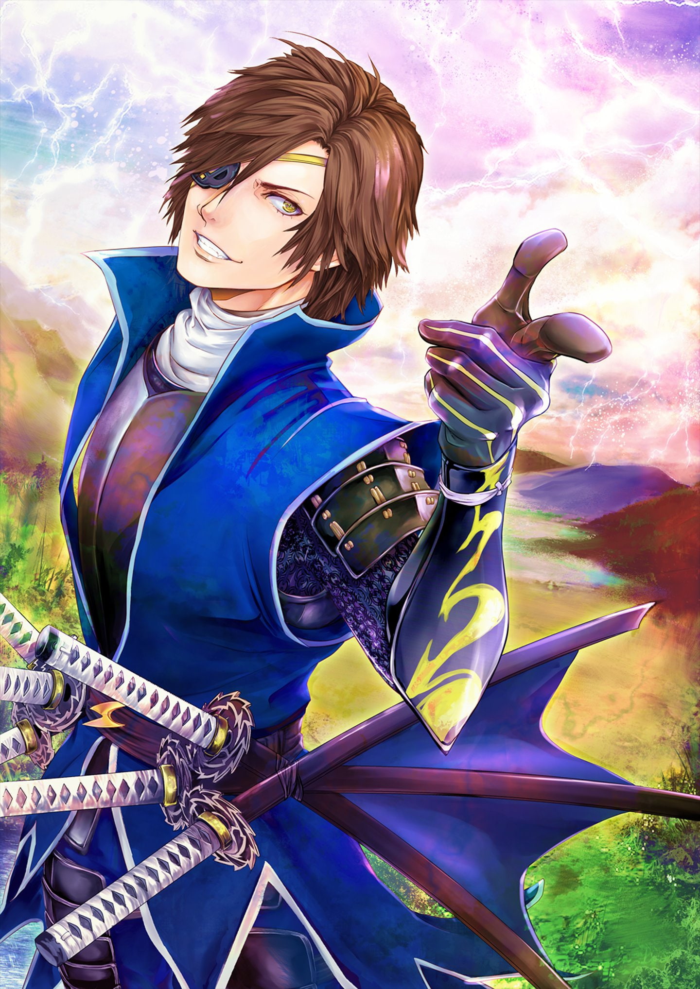 warrior, date, anime, guy, sword, 1080P, masamune, smile, series, Phone HD Wallpaper