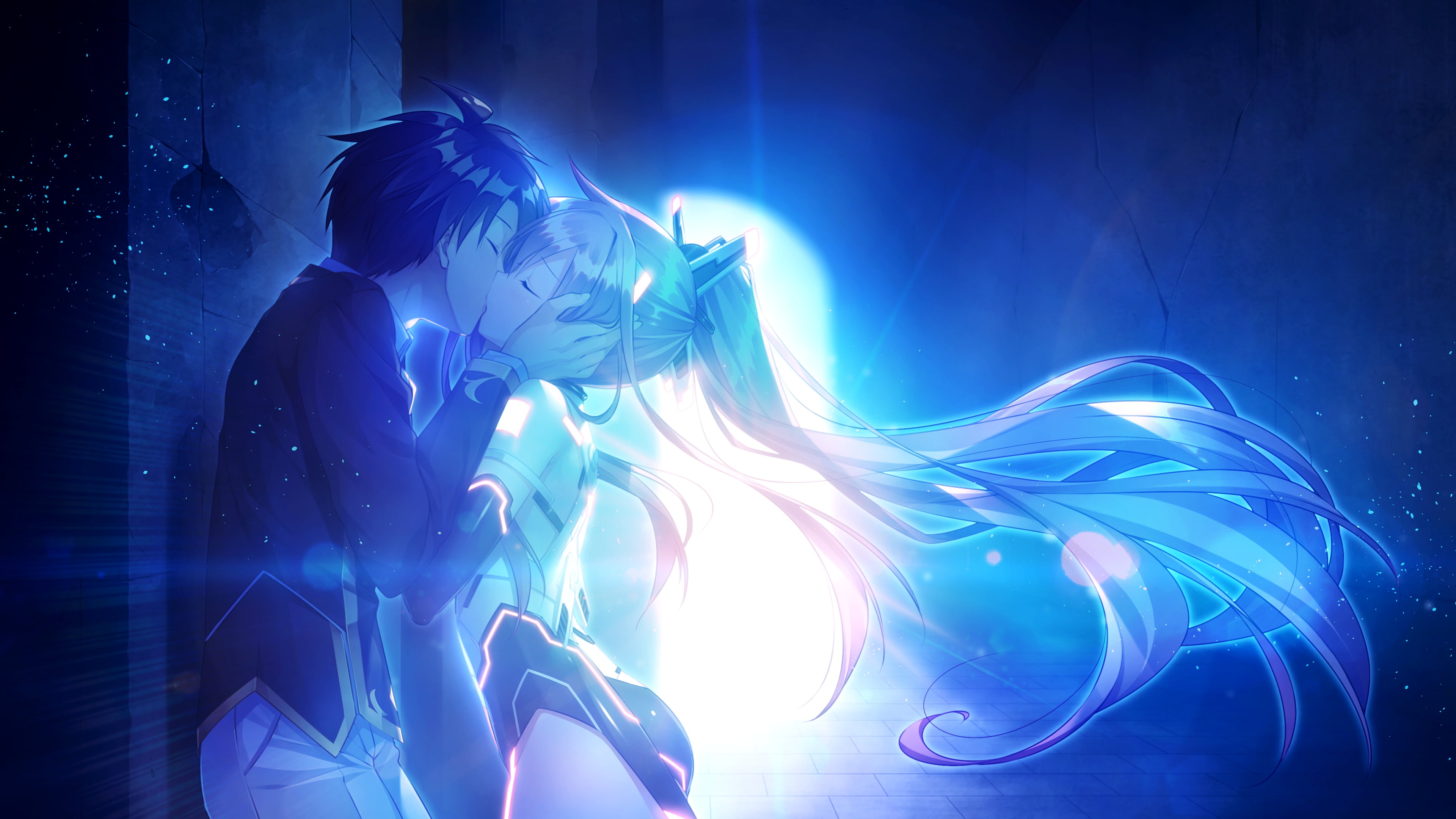 kiss, tunnel, anime, The World’s End Fallen Star, art, games, hairstyle, guy, girl, 4K, HD Wallpaper