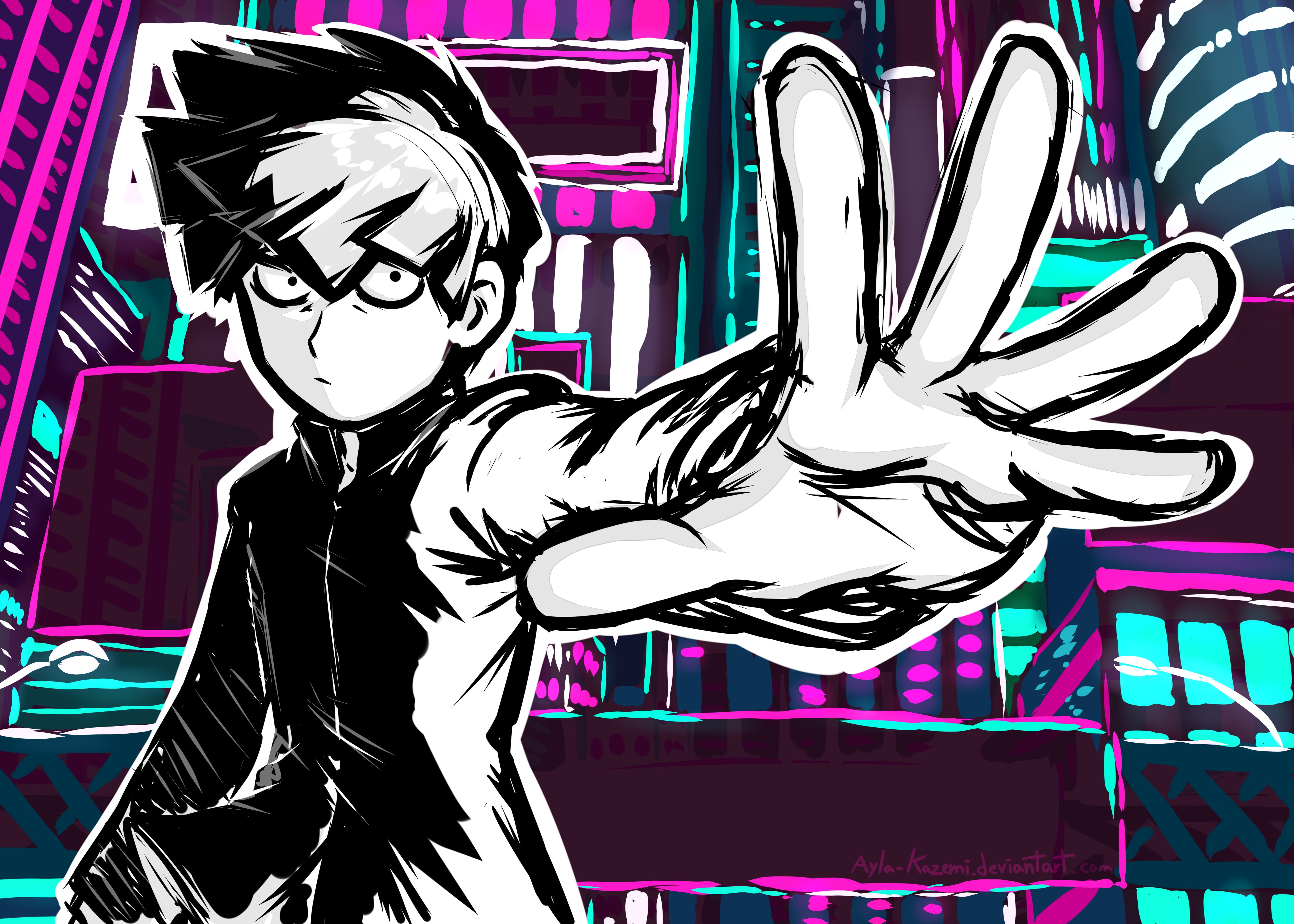 look, Mob Psycho 100, anime, art, 4K, hand, guy, HD Wallpaper