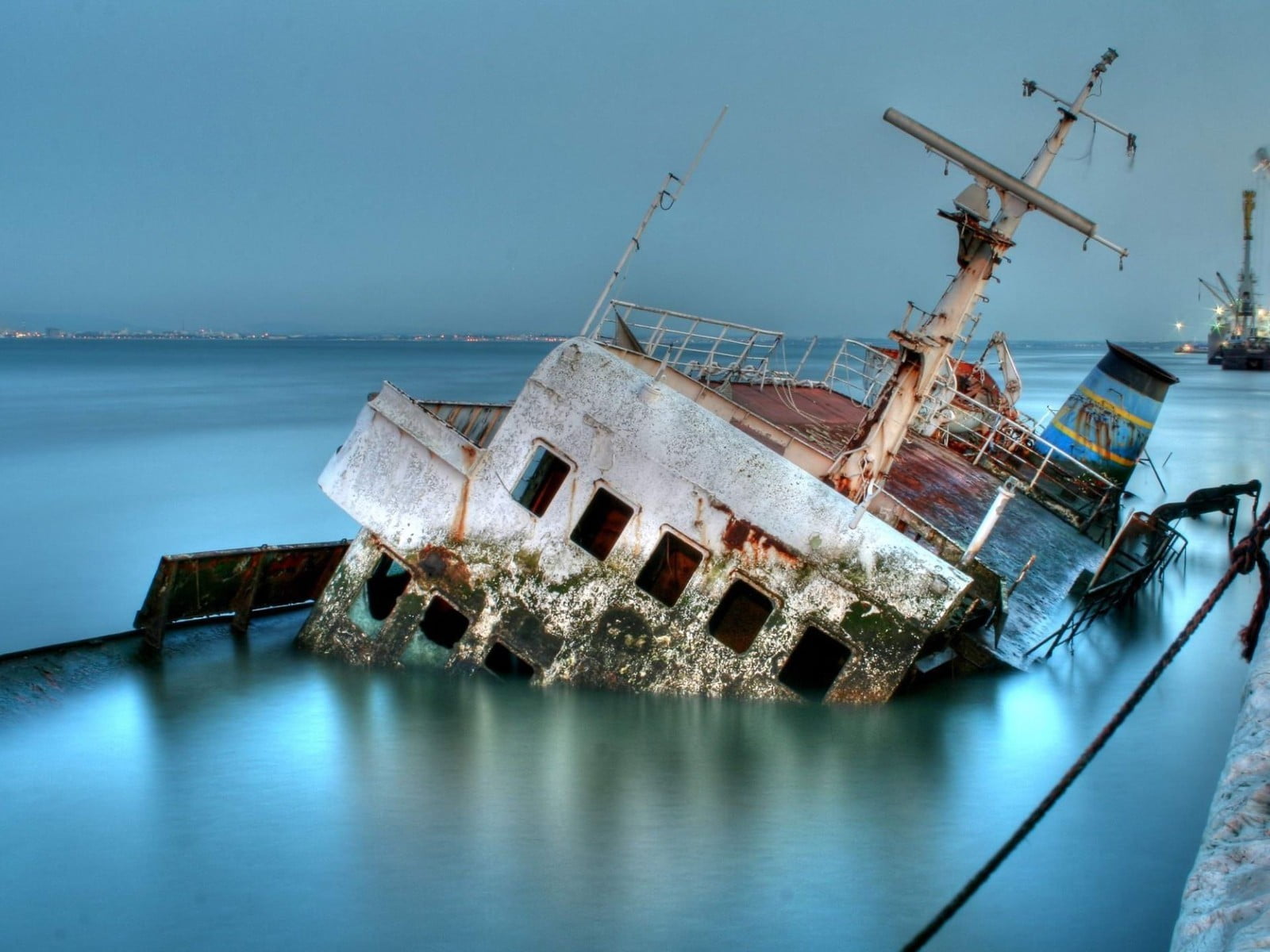 nature, no people, ruined, architecture, sinking, transportation, sea, damaged, nautical vessel, mode of transportation, abandoned, blue, sinking ships, HD Wallpaper
