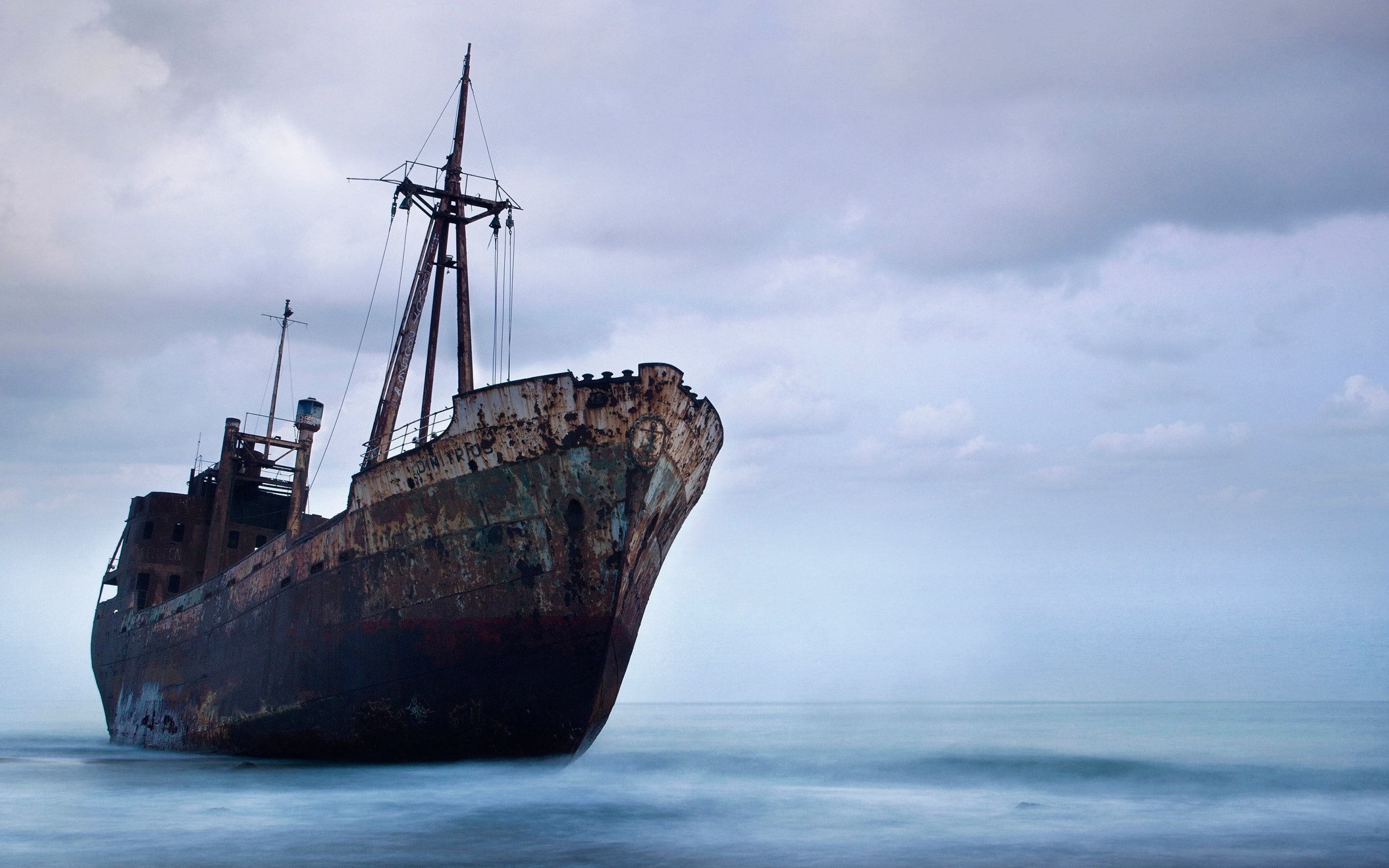 rusty, obsolete, damaged, photography, horizon over water, no people, sea, sky, deterioration, nautical vessel, 2K, sinking, sailboat, outdoors, mode of transportation, HD Wallpaper