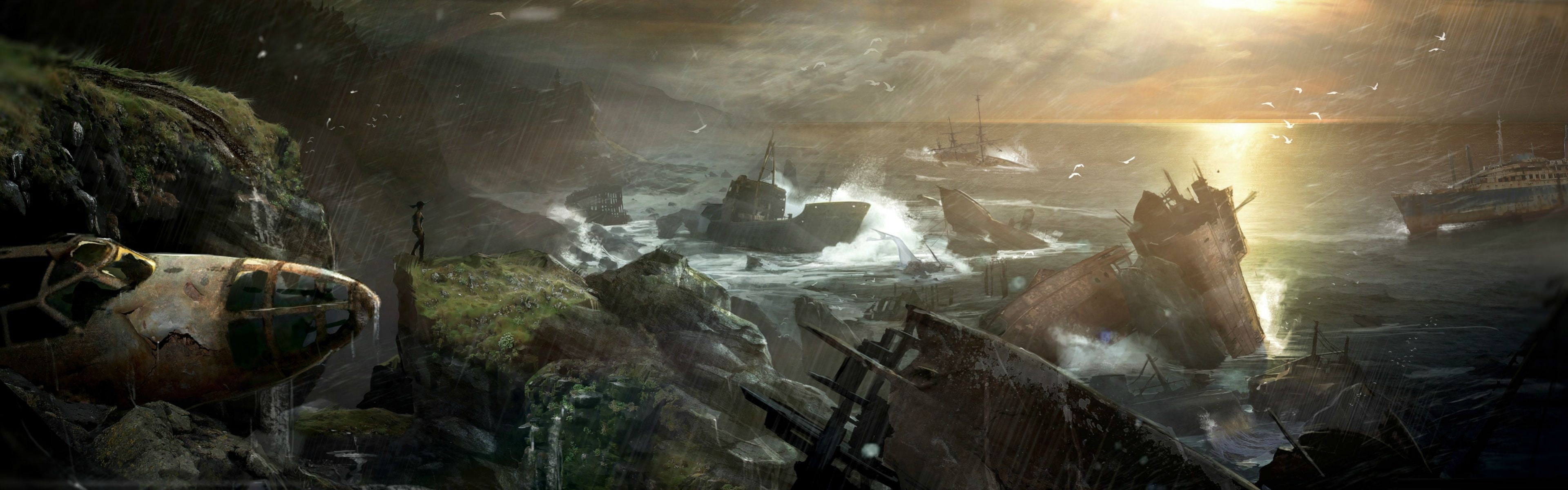 rock, solid, shipwrecks, nature, water, history, Tomb Raider, rain, horror, sea, fear, 2K, ancient, indoors, cave, communication, architecture, HD Wallpaper