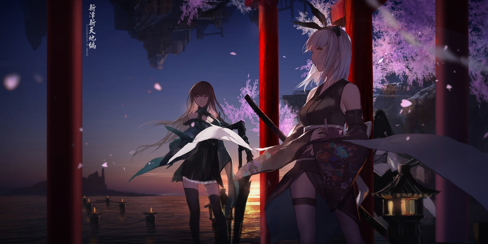 leisure activity, swd3e2, illuminated, three quarter length, 720P, two people, people, holding, adult, stage, hairstyle, anime girls, women, casual clothing, HD Wallpaper