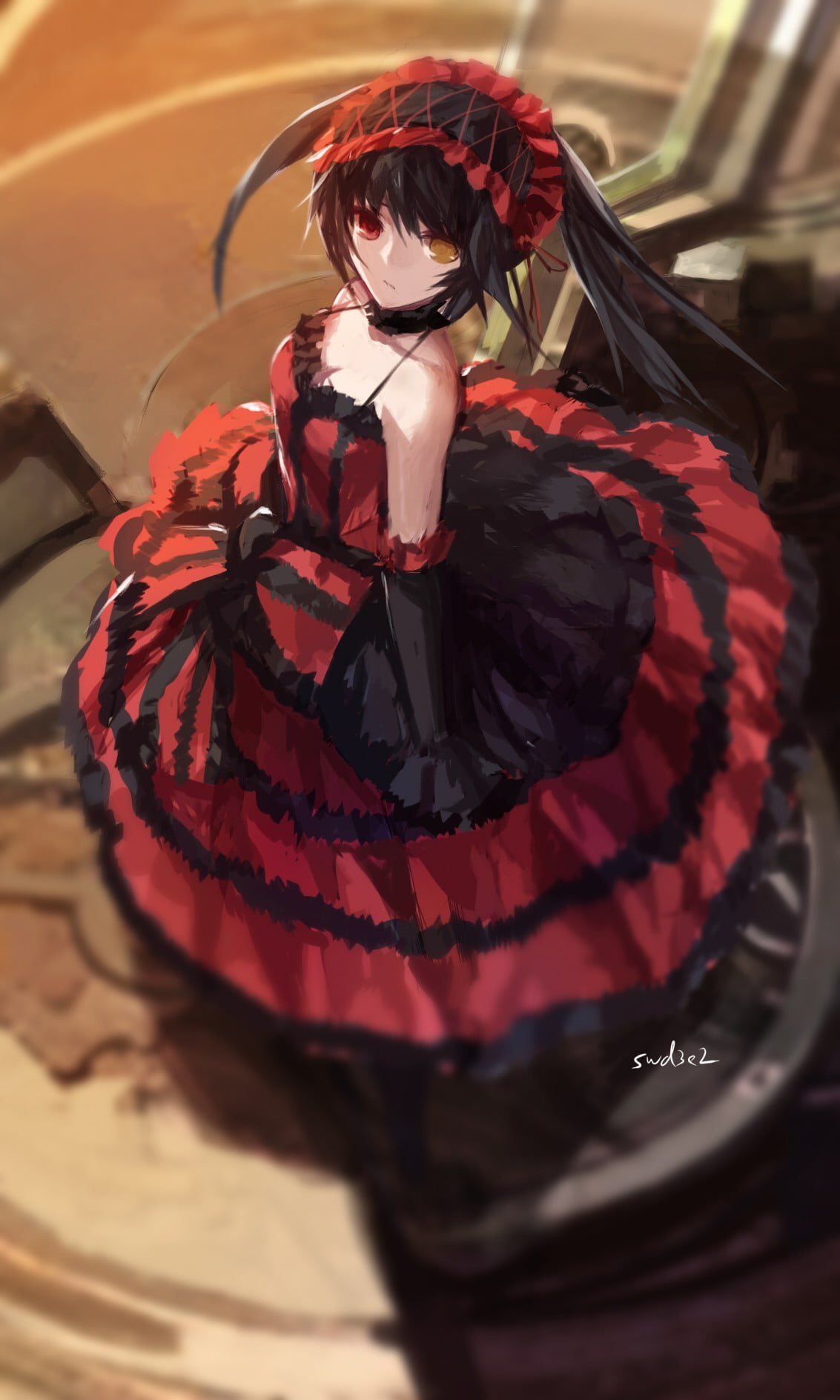 celebration, young adult, nature, anime, lifestyles, young women, hairstyle, swd3e2, costume, clothing, illustration, black, dancing, Tokisaki Kurumi, twintails, Phone HD Wallpaper