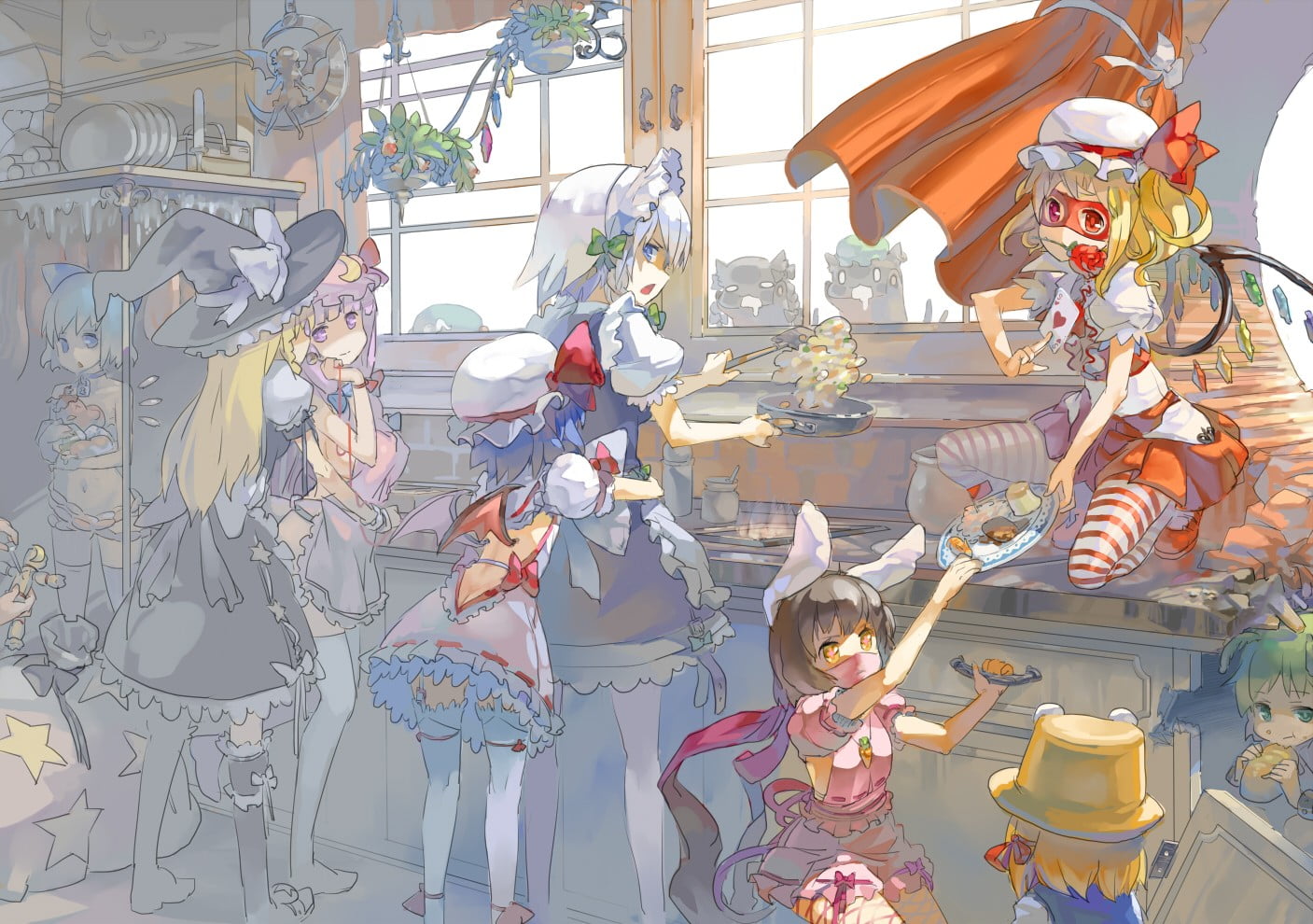 architecture, day, indoors, Touhou, innocence, real people, child, building, multi colored, childhood, creativity, craft, anime girls, 720P, belief, human representation, HD Wallpaper
