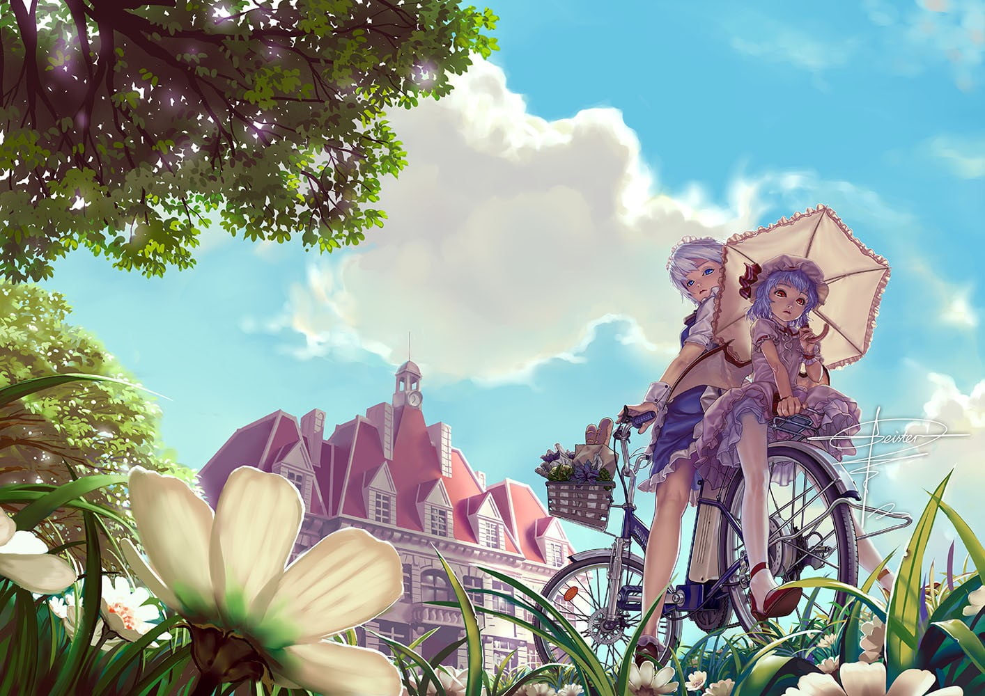 outdoors, growth, flower, architecture, day, art and craft, no people, craft, Touhou, plant, creativity, representation, belief, sky, tree, flowering plant, HD Wallpaper