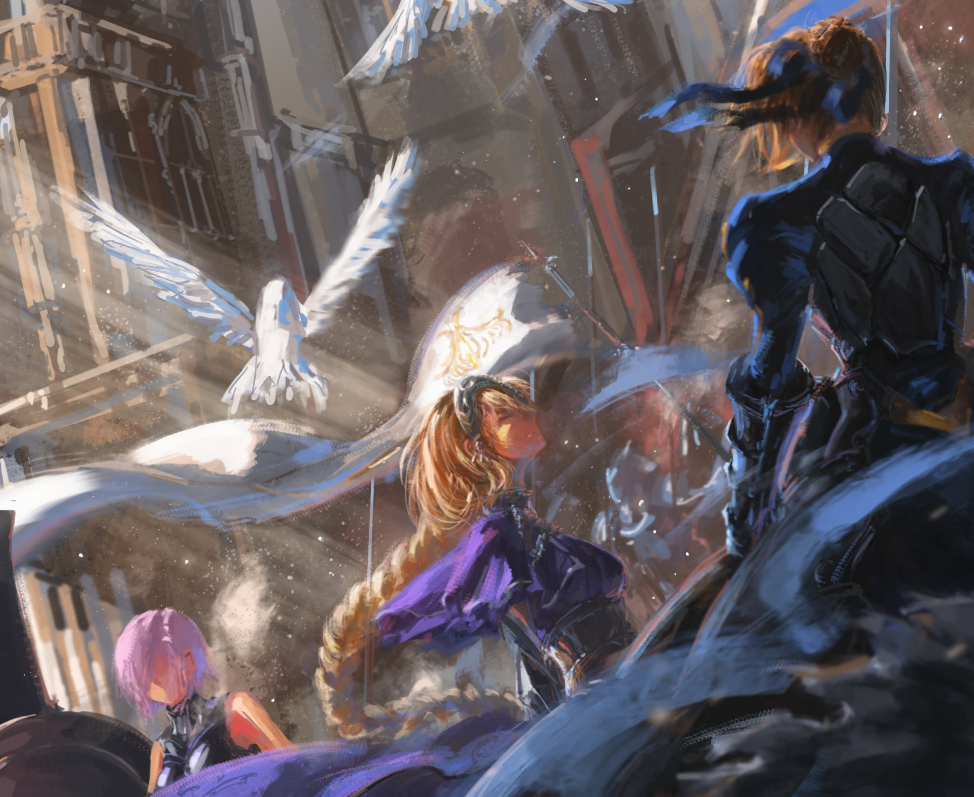 group of animals, water, lifestyles, animal wildlife, Mashu Kyrielight, indoors, women, Fate Series, vertebrate, people, incidental people, reflection, HD Wallpaper