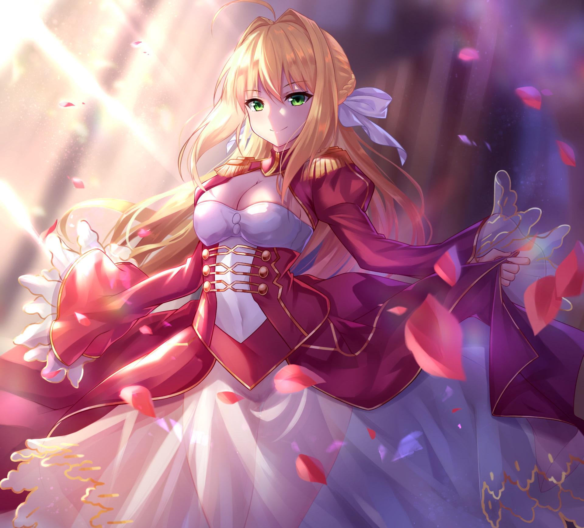 event, textile, sculpture, celebration, no people, representation, Nero Claudius, illuminated, decoration, pink color, Saber (Fate Series), night, art and craft, HD Wallpaper