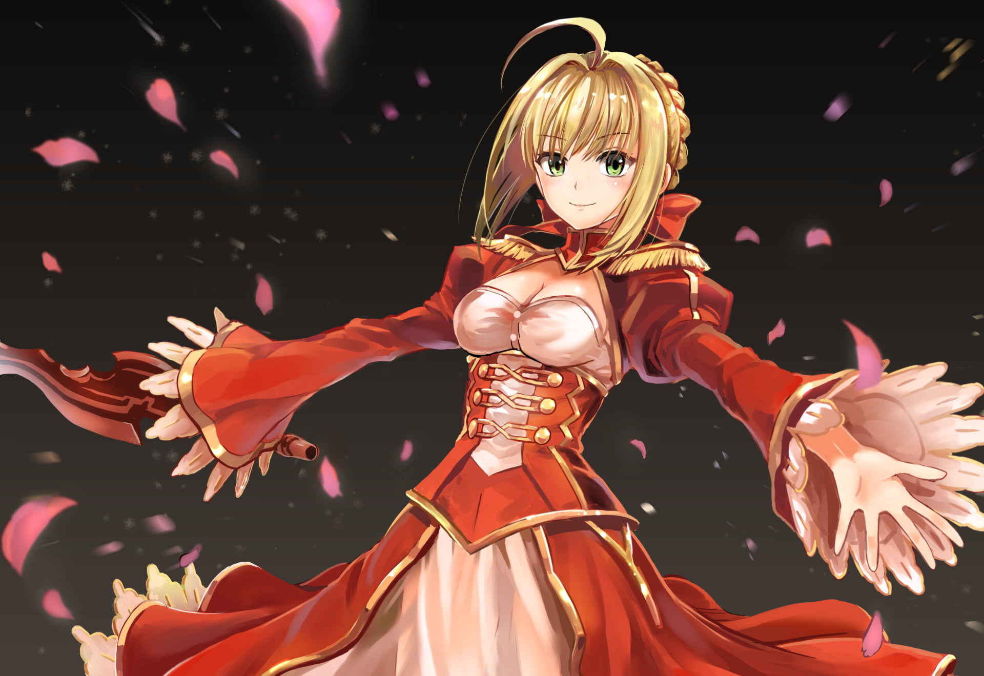 statue, human representation, real people, Red Saber, women, art and craft, creativity, Saber (Fate Series), night, indoors, Fate/Extra, celebration event, HD Wallpaper