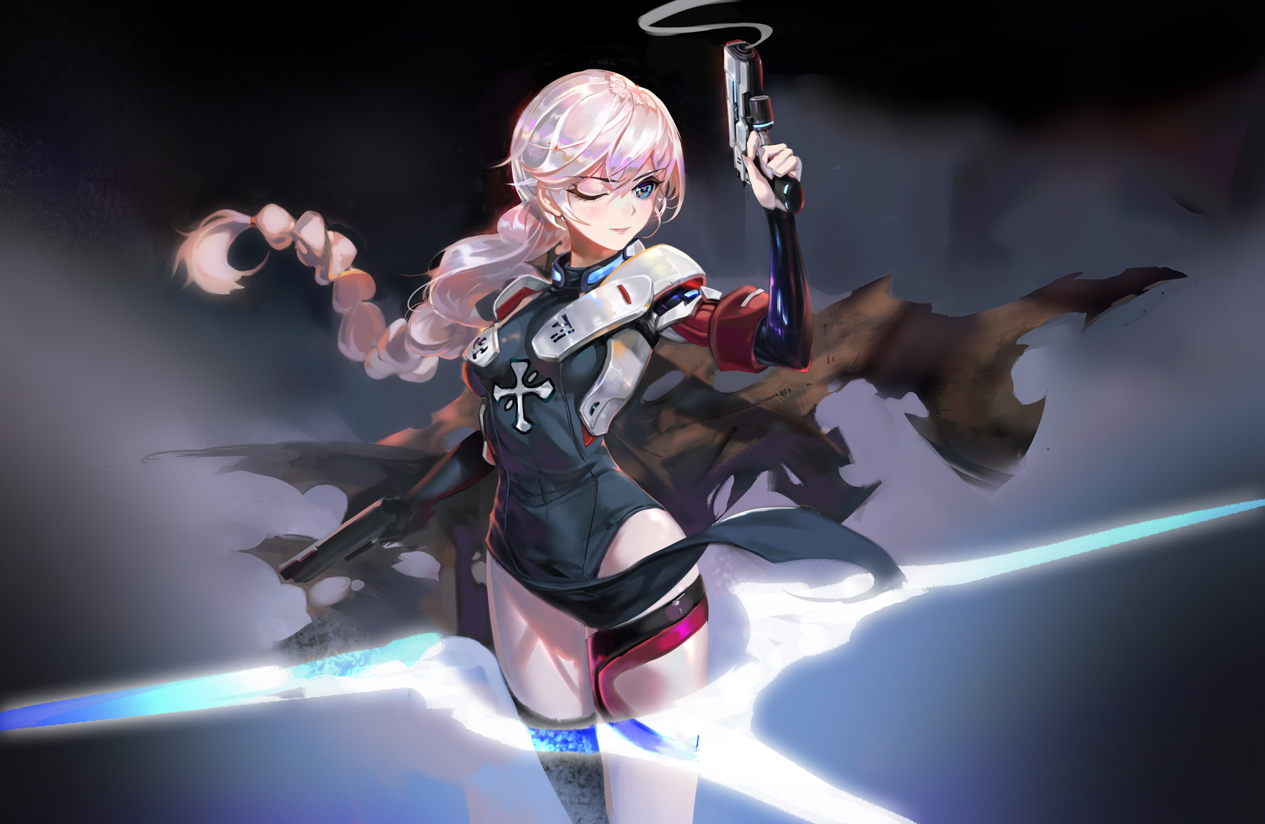 Guns GirlZ, 720P, leotard, torn clothes, Kiana Kaslana, thigh-highs, gun, girls with guns, HD Wallpaper