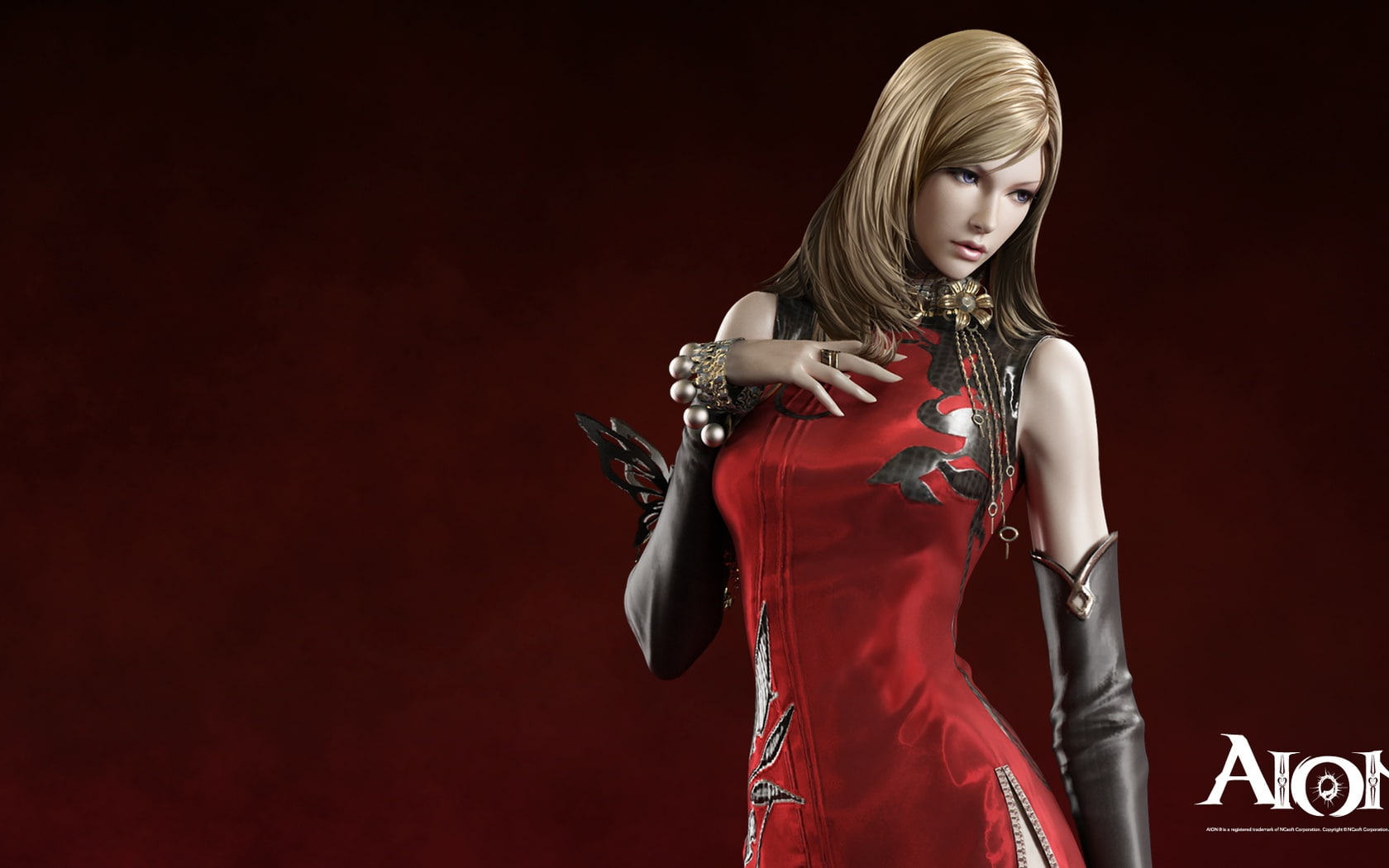 720P, Blonde, Red, Dress, AION, Girl, HD Wallpaper