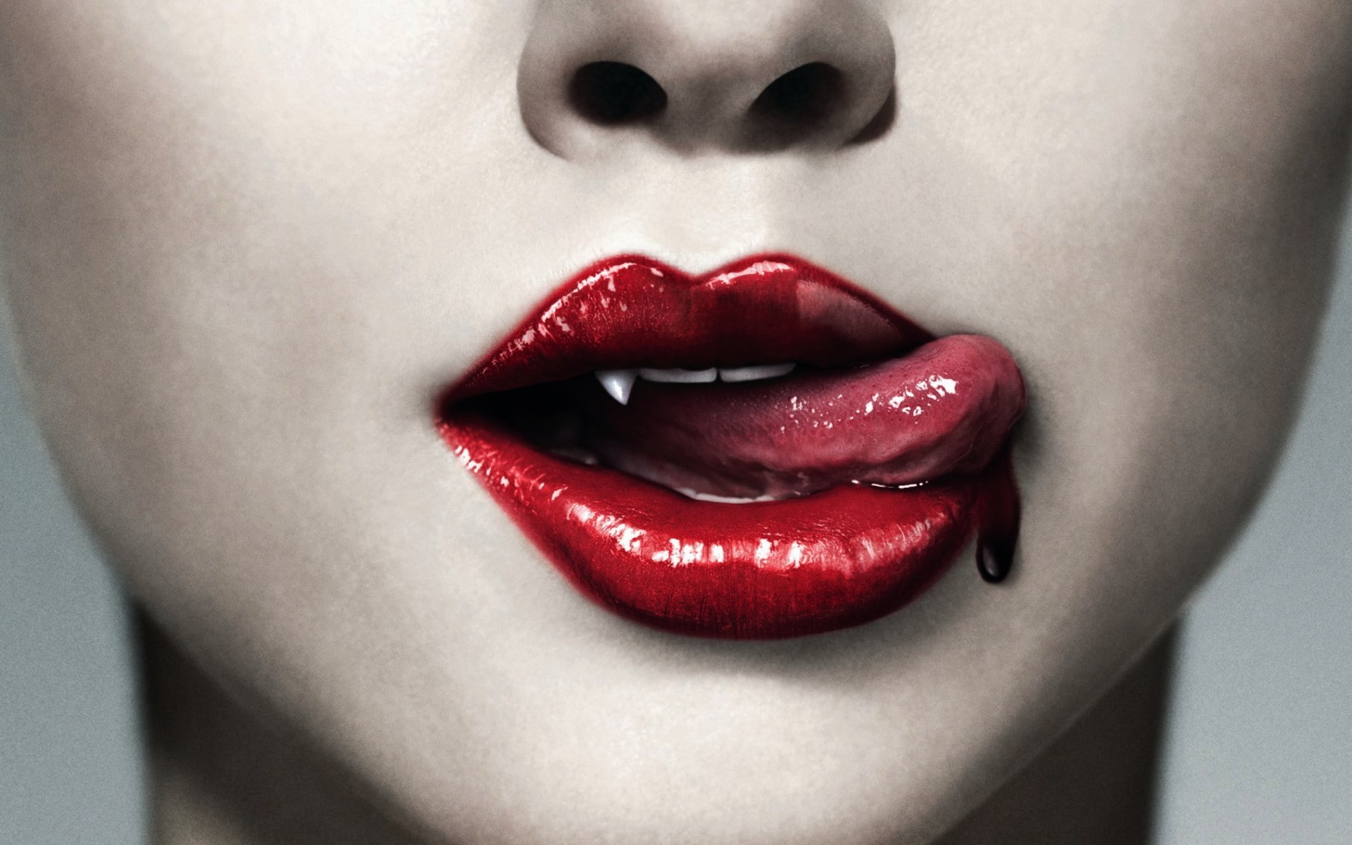 closeup, vampires, 1080P, red lipstick, mouth, women, True Blood, HD Wallpaper