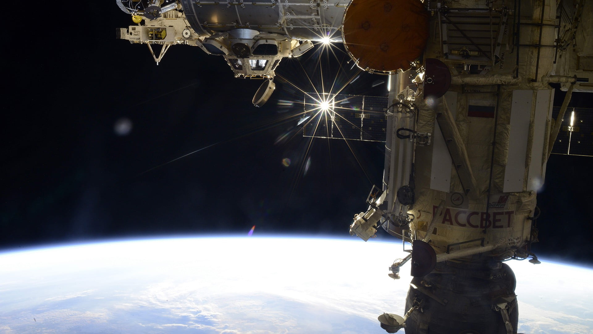 gray, machine, planet - space, space, International Space Station, sky, illuminated, nature, space exploration, NASA, technology, no people, lighting equipment, HD Wallpaper