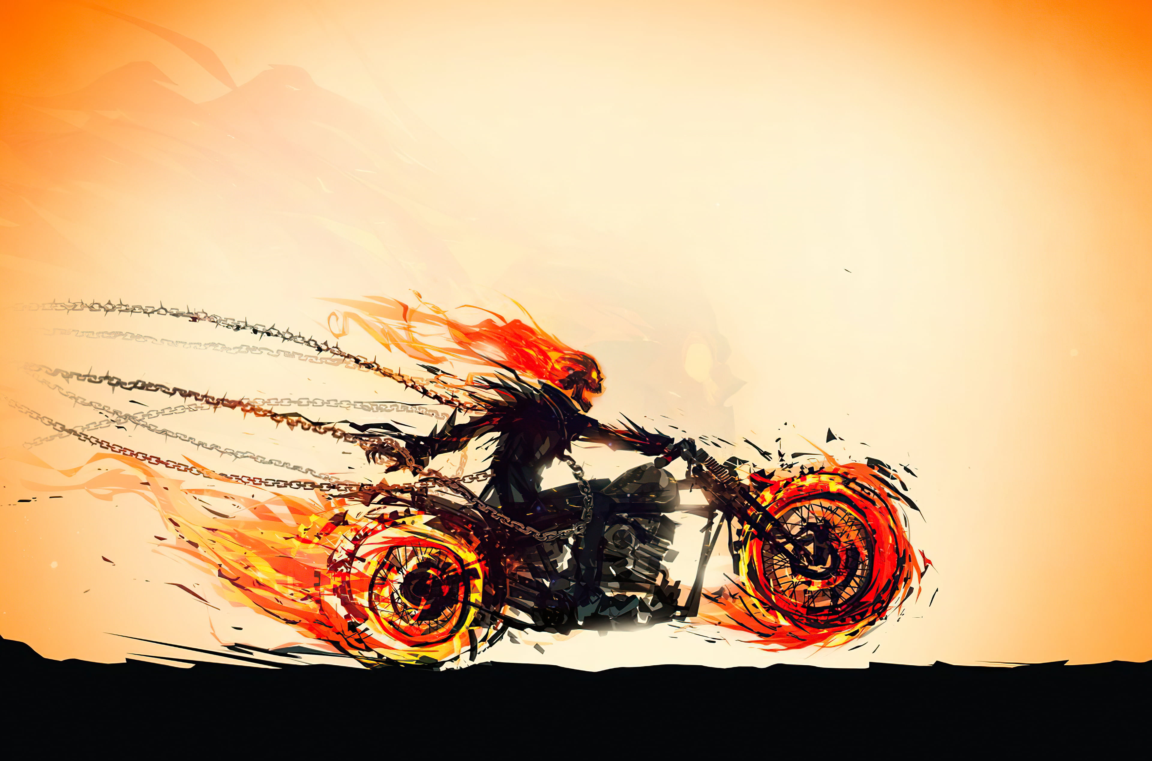 Motorcycle, Ghost Rider, 4K, Comics, Marvel Comics, HD Wallpaper