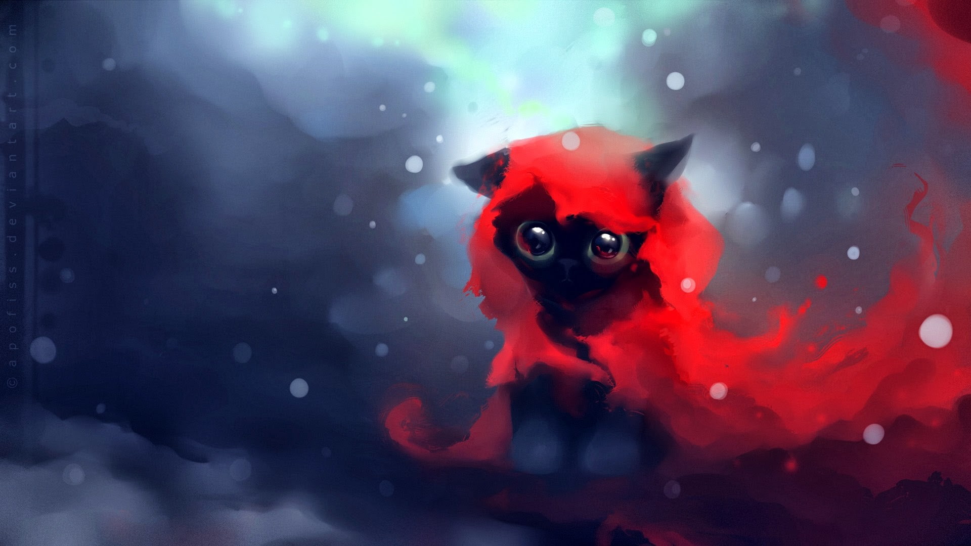 cat, 1080P, artwork, Apofiss, anime, HD Wallpaper