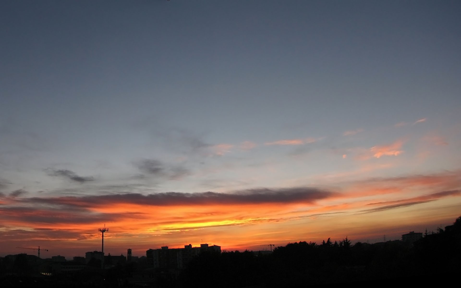 sunset, 1080P, dusk, city, skyscape, landscape, HD Wallpaper
