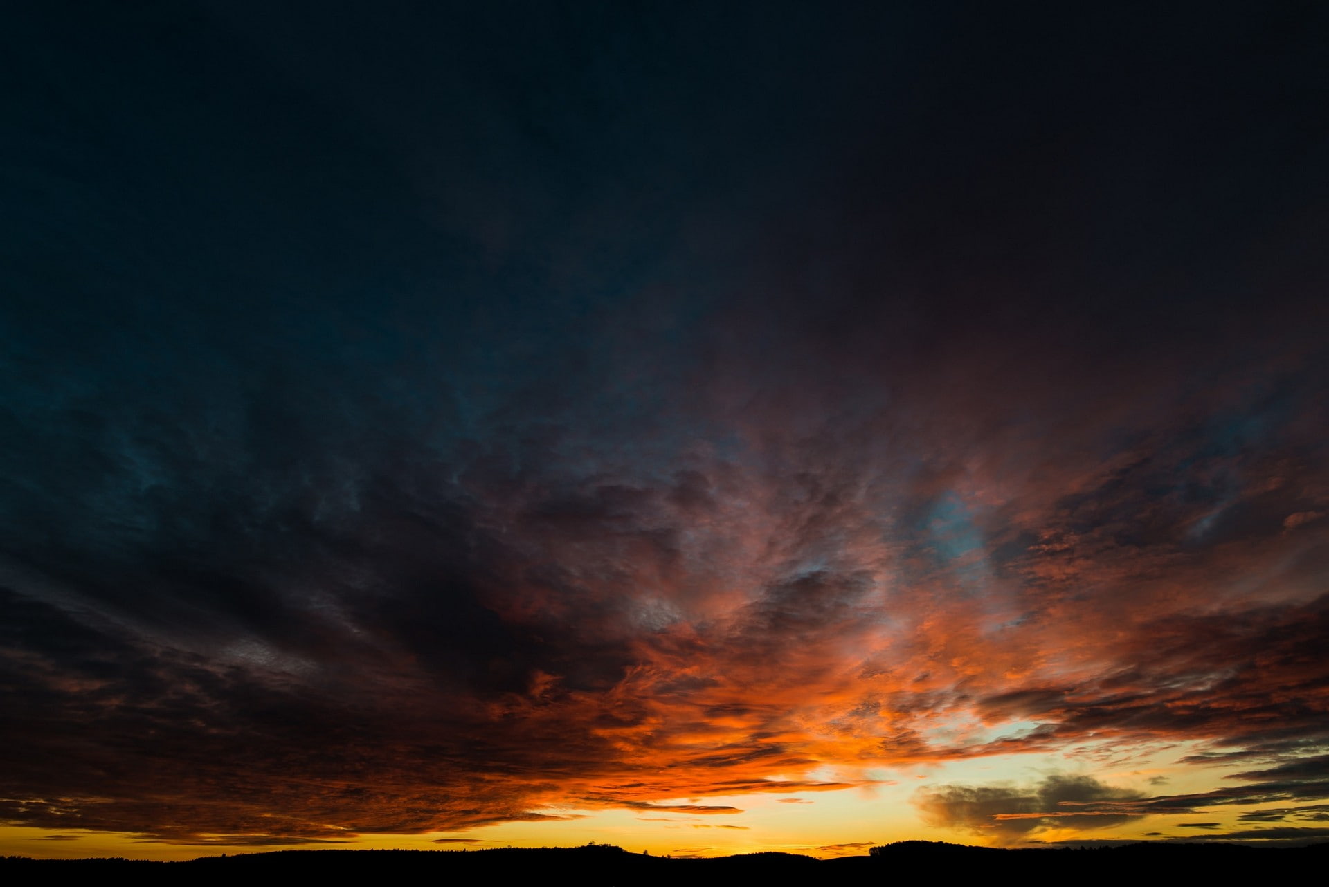 skyscape, 1080P, sky, orange sky, sunset, clouds, HD Wallpaper