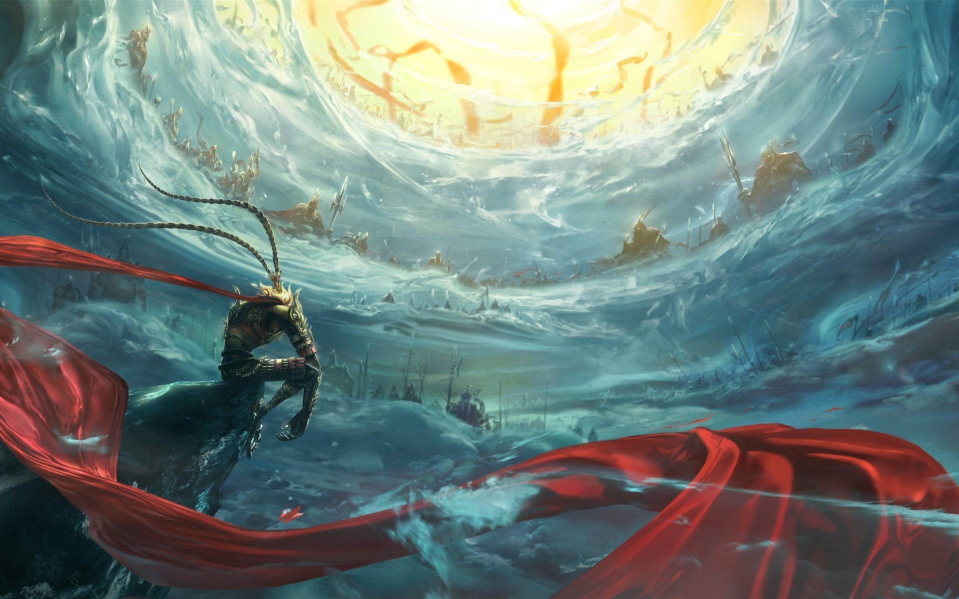 1080P, fish, undersea, animal themes, nature, transparent, one animal, swimming pool, outdoors, marine, sun wukong monkey king fantasy art fabric, day, HD Wallpaper