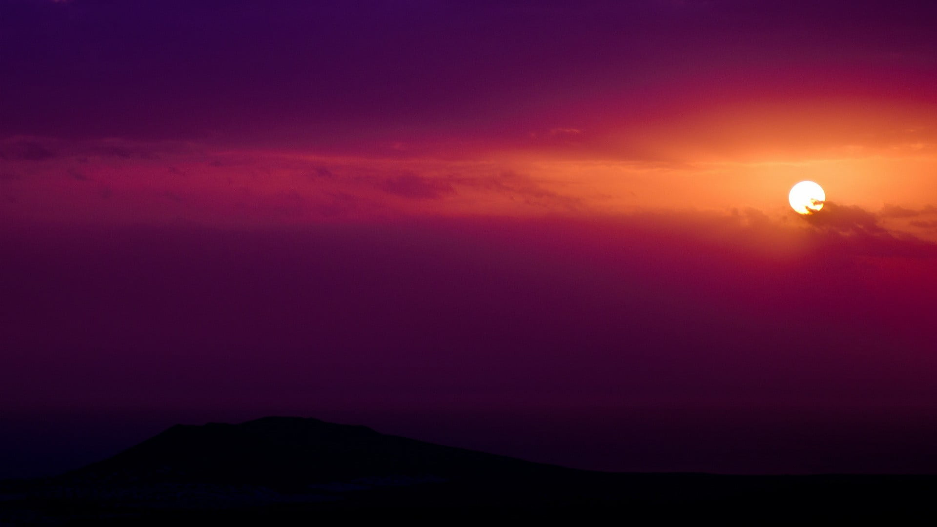 mountain, scenics - nature, beauty in nature, no people, 1080P, sunset, idyllic, full moon, night, moon, Sun, nature, tranquil scene, dramatic sky, cloud - sky, HD Wallpaper