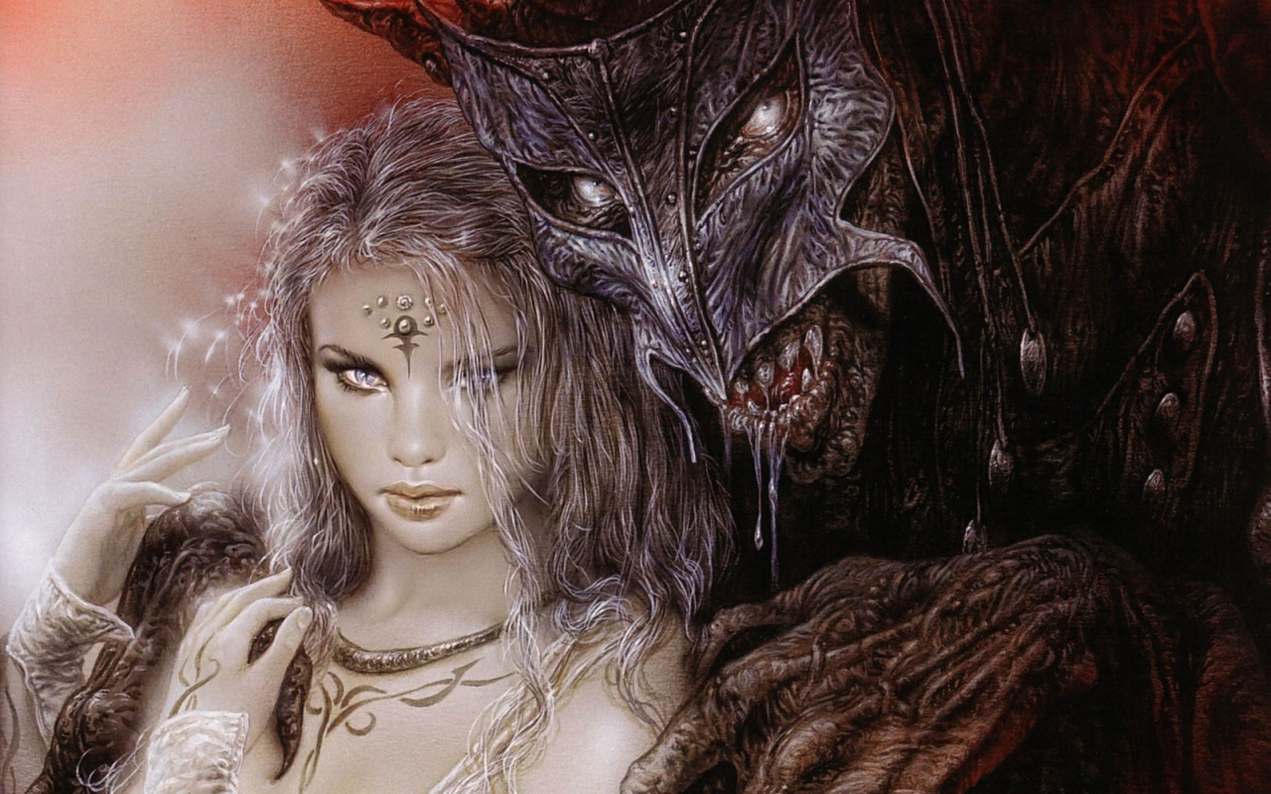 fantasy, warrior, luis, 2K, dark, mask, royo, horror, women, demon, gothic, art, monster, HD Wallpaper