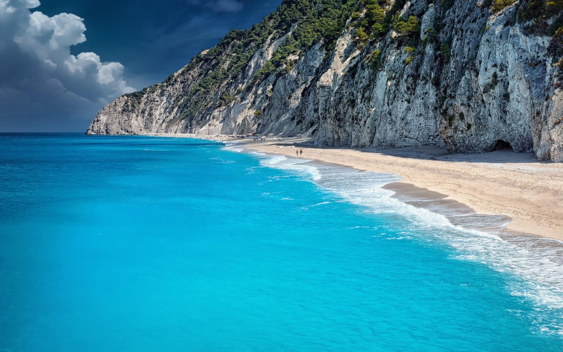 Sea, Coast, Blue, Cliff, Ocean, Beach, 1080P, HD Wallpaper