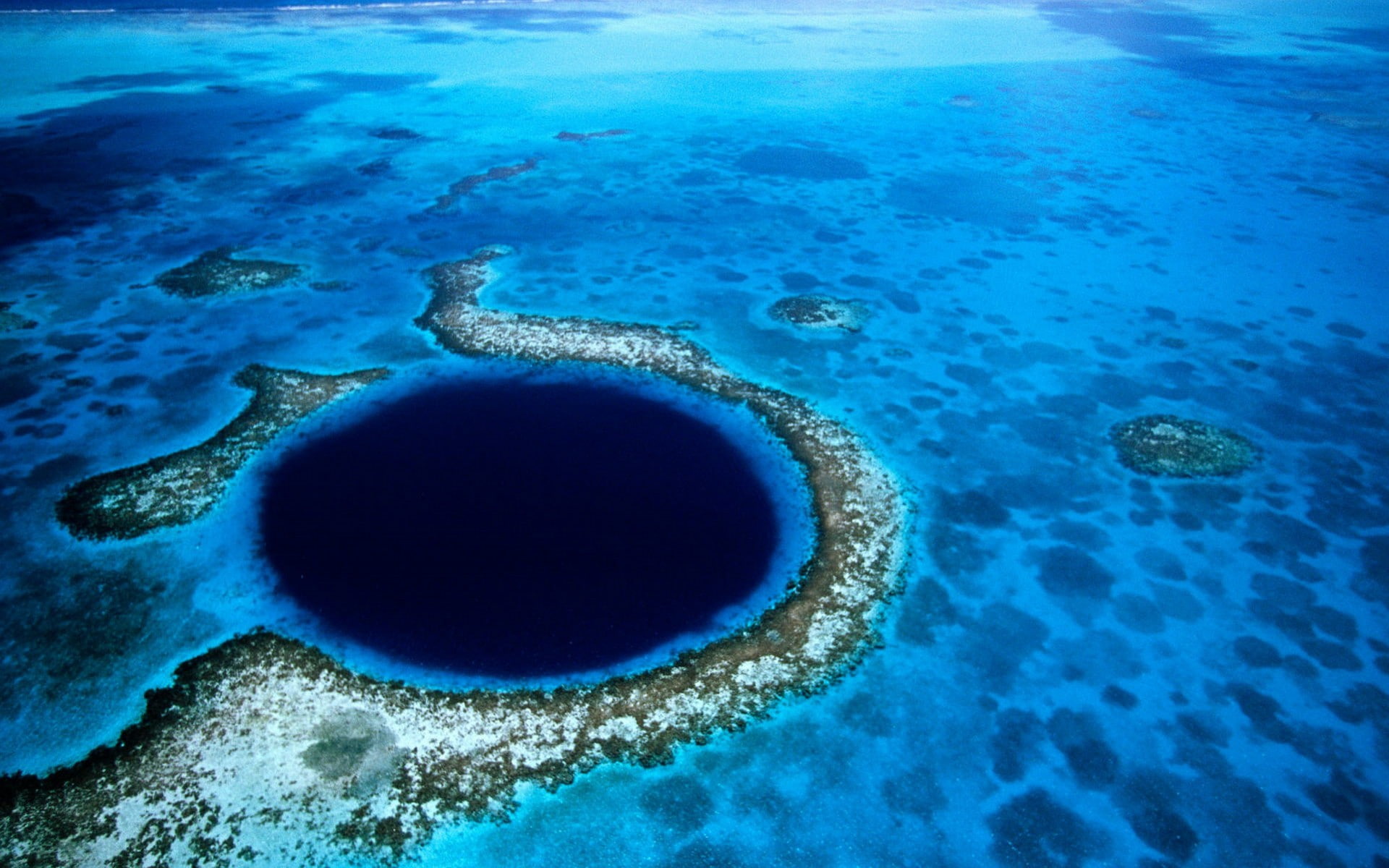 hd, belize, sea, blue, reef, art, beaches, ocean, 1080P, nature, hole, x, great, HD Wallpaper