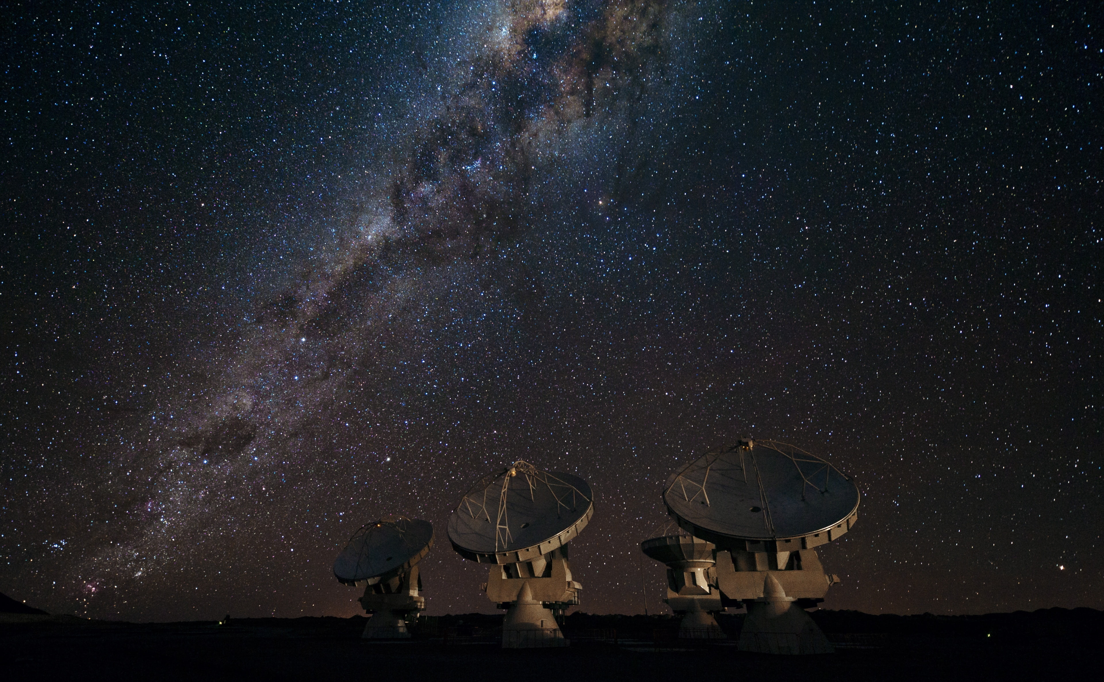 star, way, astronomy, milky way, star - space, satellite dish, science, Night, global communications, nature, radio wave, milky, scenics - nature, communication, HD Wallpaper